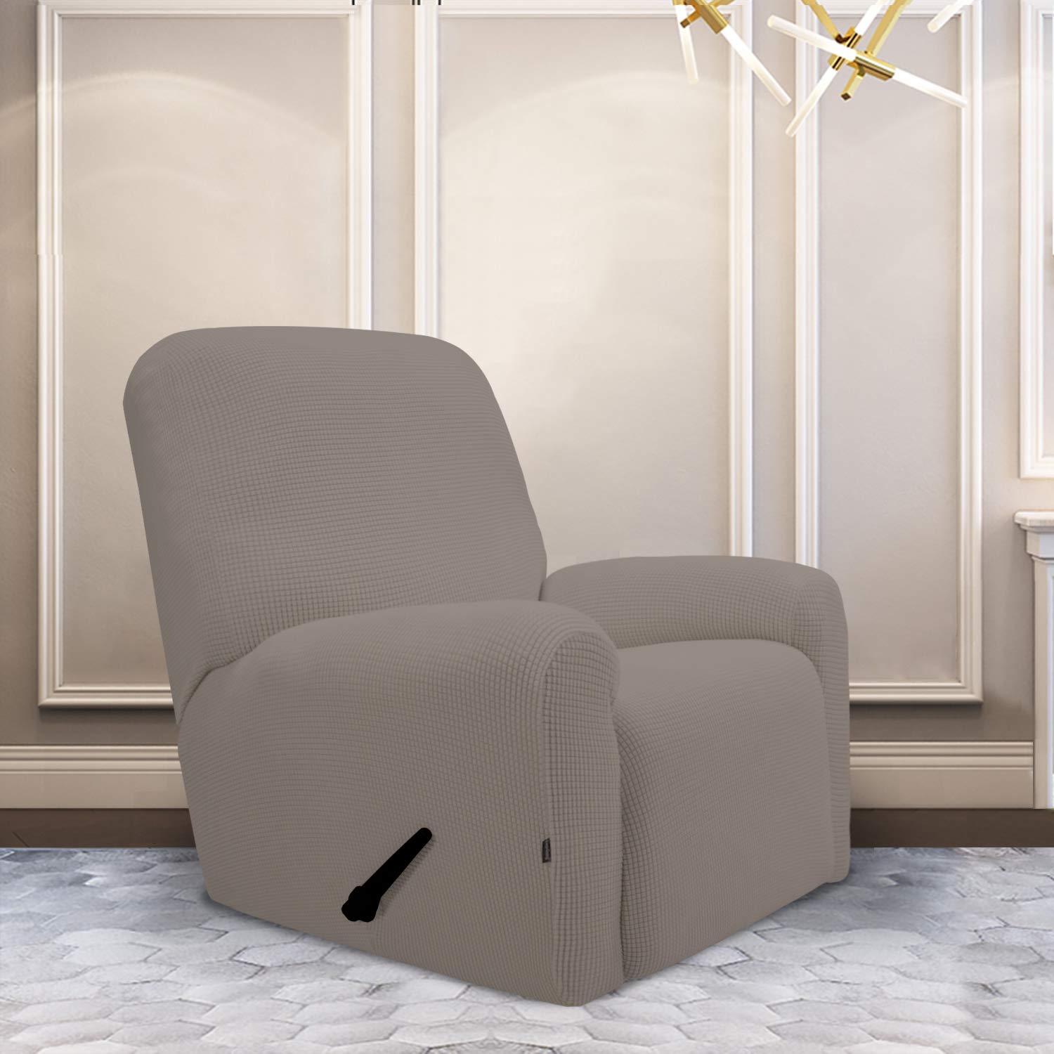 PureFit Stretch Recliner Sofa Slipcover with Pocket - Spandex Jacquard Non-Slip Sofa Cover, Washable Elastic Furniture Protector for Living Room, Recliner Chairs (Taupe) | Perfect for Pets, Kids & Family Gatherings