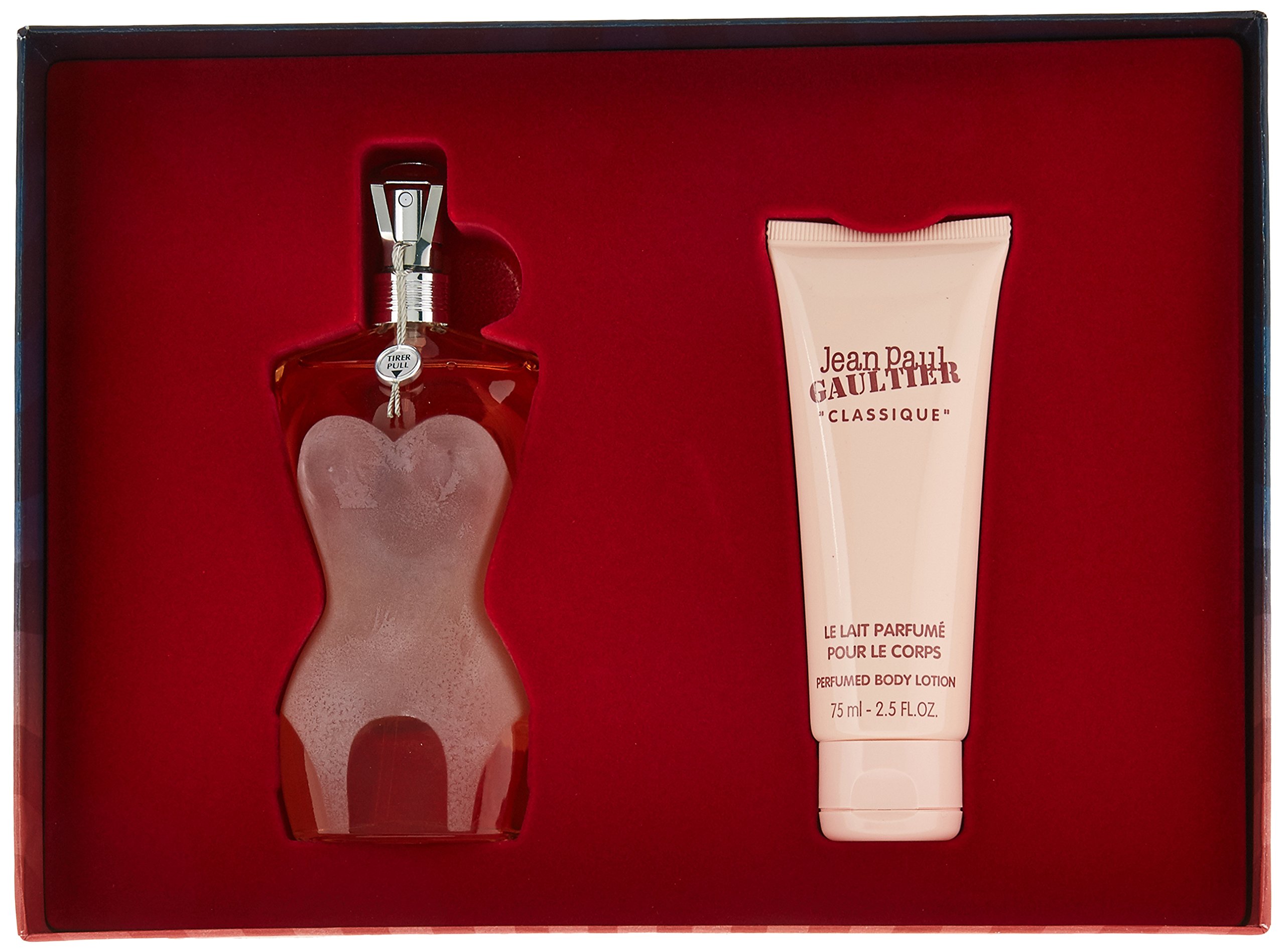 Jean Paul Gaultier Classique Women's Perfume Gift Set - 3.4 oz Eau de Toilette Spray & 2.5 oz Body Lotion | Floral Vanilla Fragrance for Date Night & Special Occasions