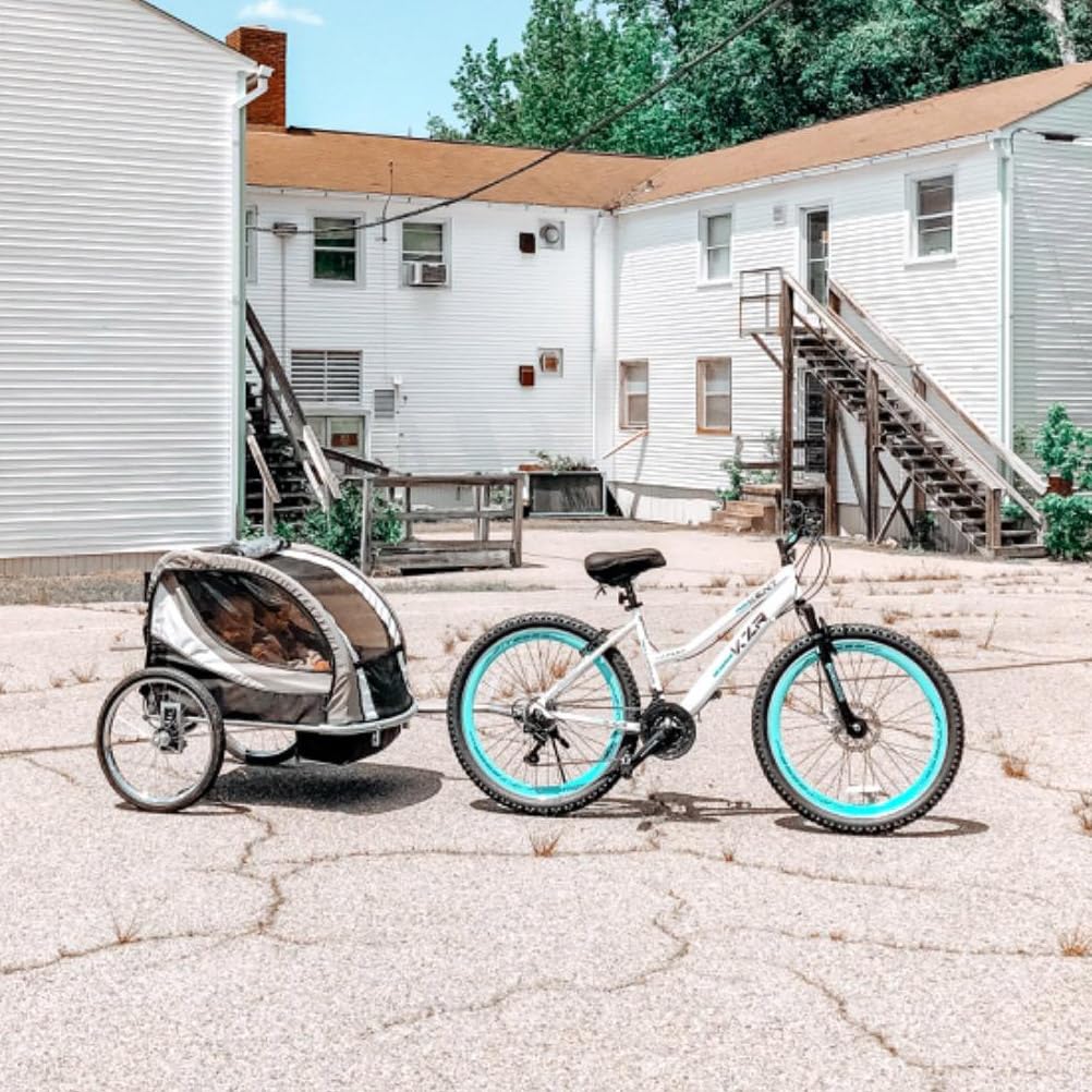ClevrPlus Deluxe 3-in-1 Double Seat Bike Trailer & Jogging Stroller for Kids - Foldable Design with Pivot Front Wheel | Perfect for Cycling, Jogging & Outdoor Family Adventures