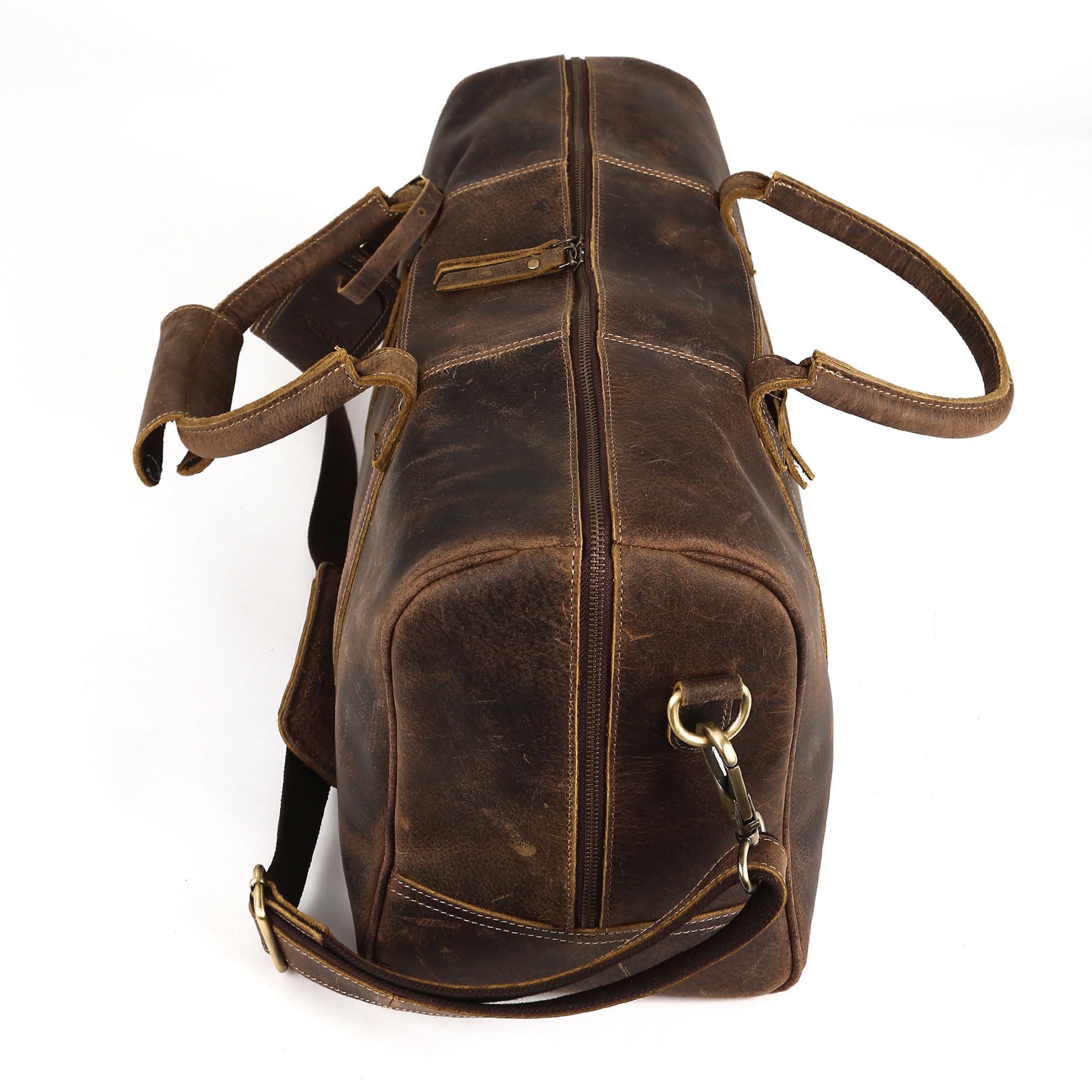 Premium Full Grain Leather Travel Duffel Bag for Men & Women - Durable Overnight Weekender Gym Bag for Sports, Business Trips & Weekend Getaways