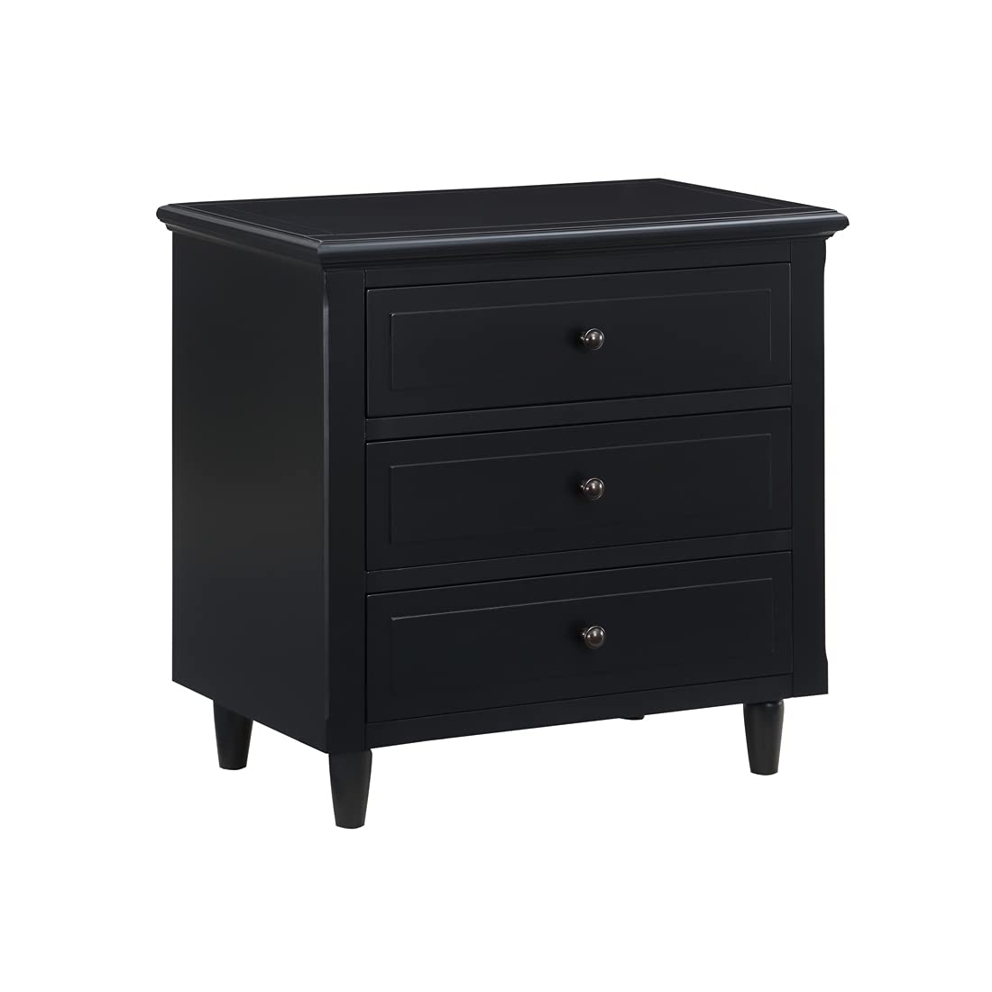 SOFTSEA Black Wood Nightstand with 3 Drawers - Small Dresser for Bedroom, Bedside Table, End Table with Storage - Perfect for Bedrooms, Living Rooms, and Small Spaces