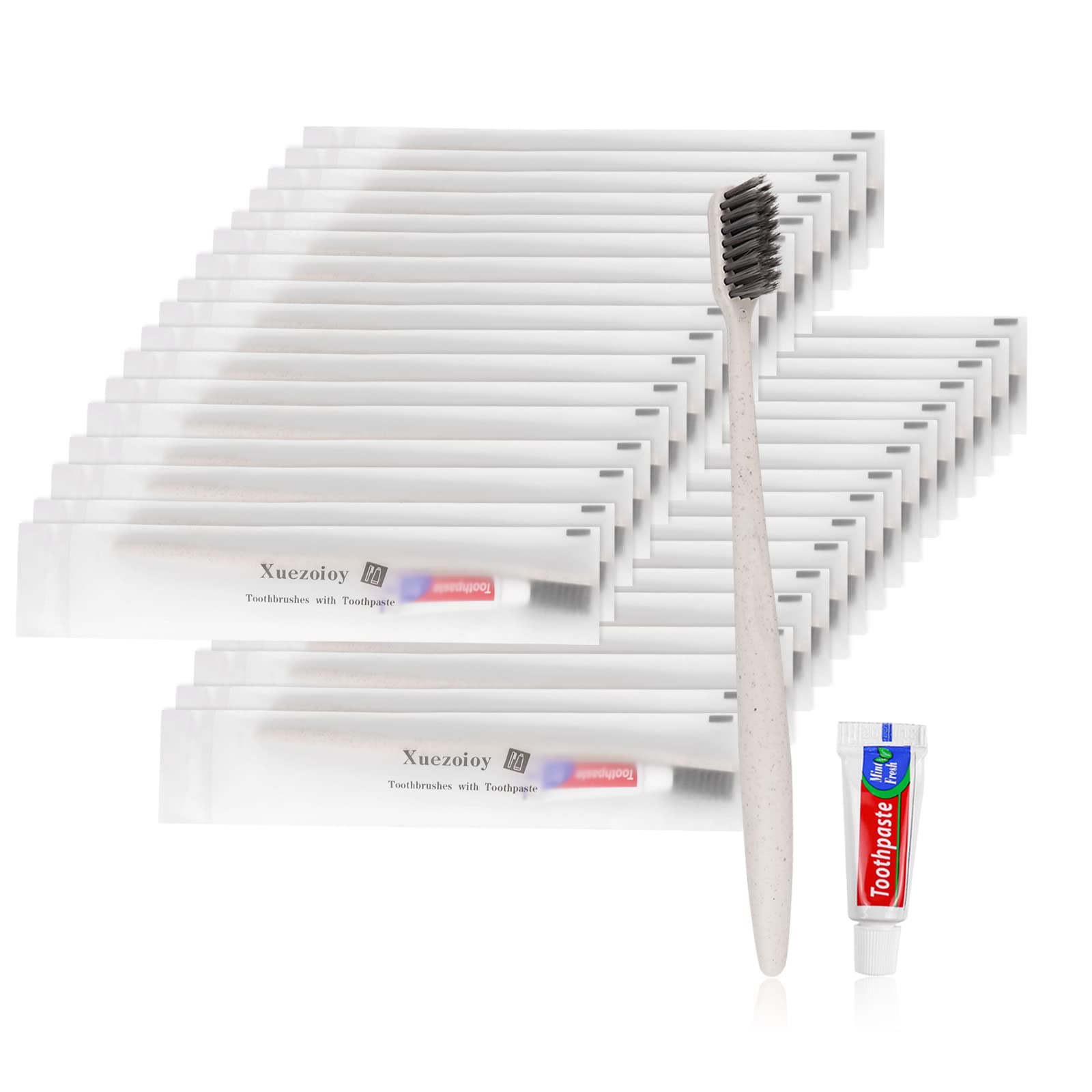 30 Pack Disposable Toothbrushes with Toothpaste - Individually Wrapped Travel Toothbrushes Kit in Bulk (Apricot Flavor) for Travel, Hotels, Nursing Homes, Homeless Shelters & Charity Donations - Perfect for On-the-Go Oral Care, Emergency Kits & Hygiene Essentials