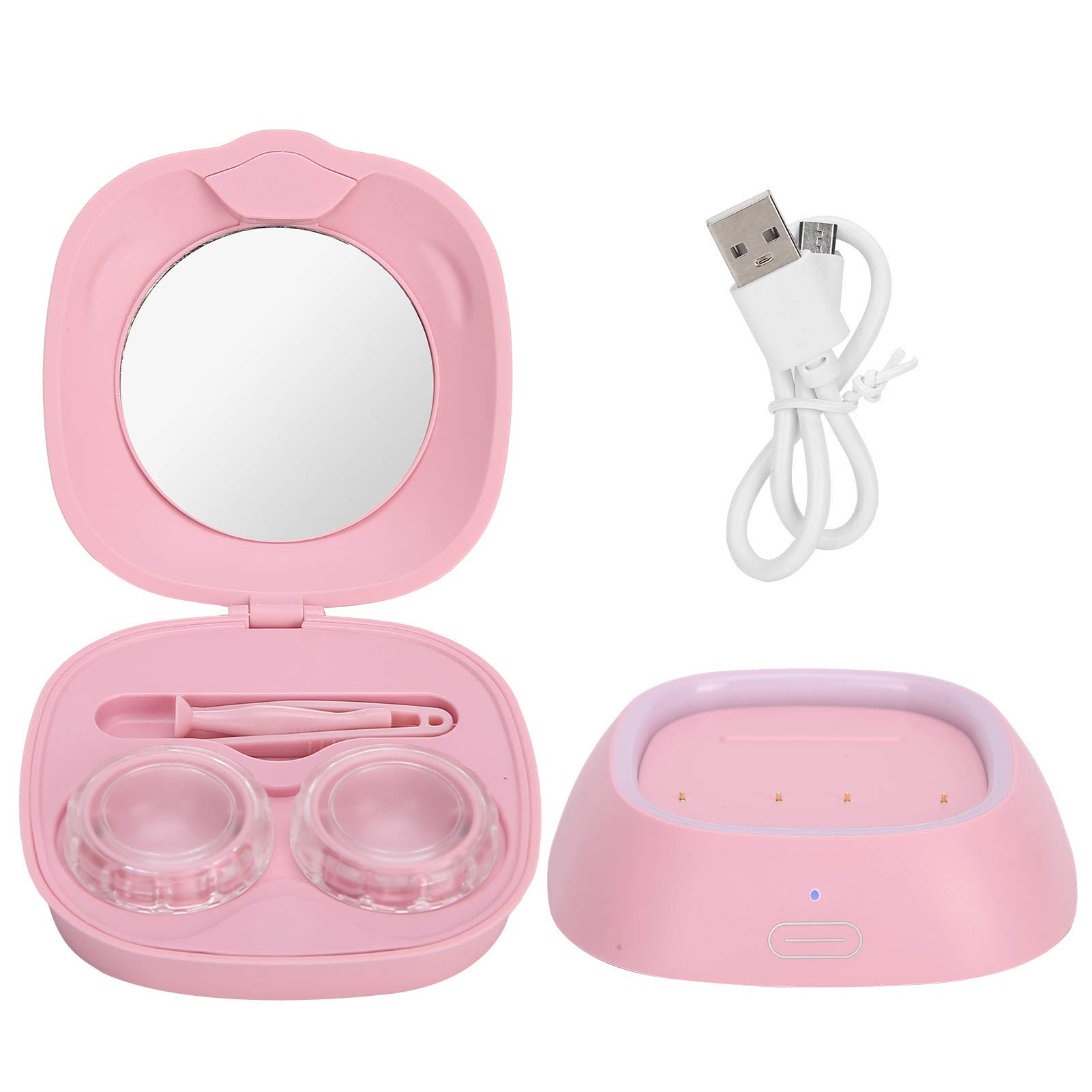 Electric Waterproof Contact Lens Cleaner with USB Charging - Portable & Rechargeable Lens Cleaner for Travel, Home, and Daily Use (Pink) | Perfect for Soft & Hard Contacts, Eyecare Routine
