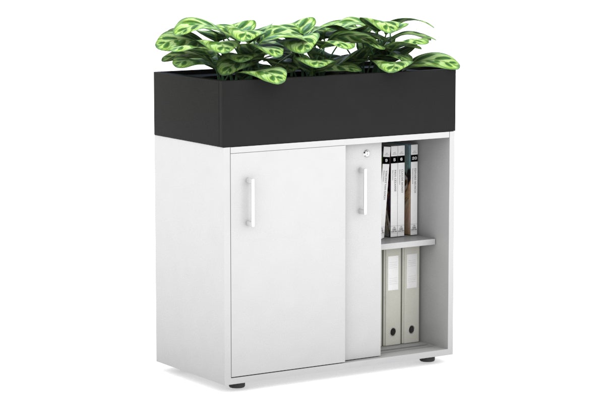 Modern Uniform Credenza with Planter Box - 800W x 975H x 428D - Stylish Storage Cabinet for Home Office, Living Room & Entryway Decor