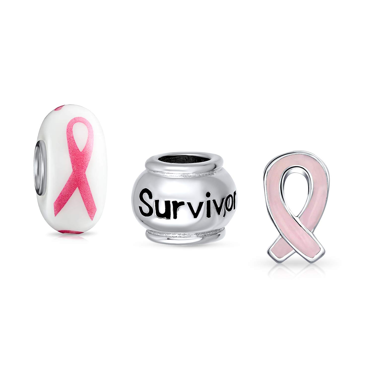 Pink Ribbon Charm Bracelet for Women - Genuine Pink Leather Band with .925 Sterling Silver Clasp - Support Breast Cancer Awareness - Adjustable 6, 7, 8 Inch Sizes - Perfect Gift for Survivors, Charity Events & Everyday Wear