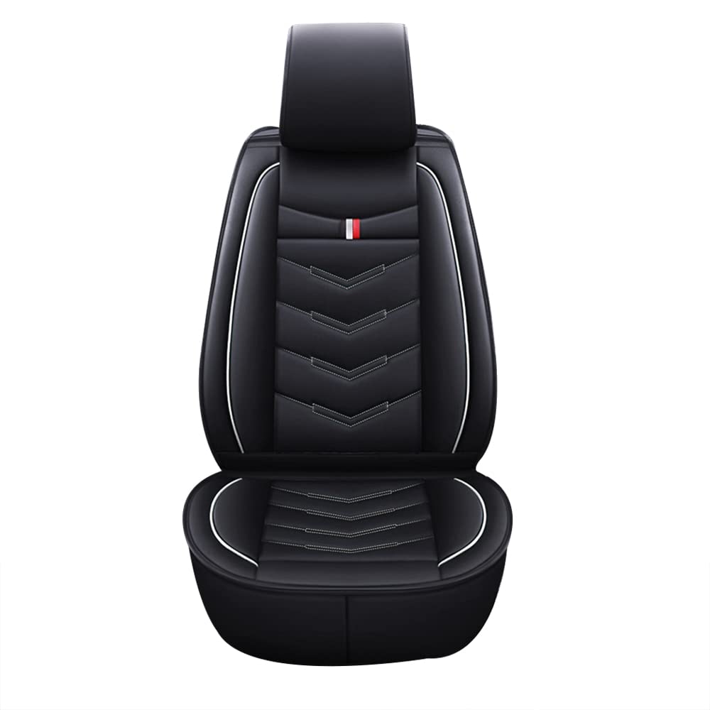 Premium Universal Waterproof Leather Car Seat Covers - 5-Piece Full Set (Black/White) for Mitsubishi Outlander 2003-2022 | All-Season Protection & Comfort | Perfect for Road Trips, Daily Commute & Family Travel
