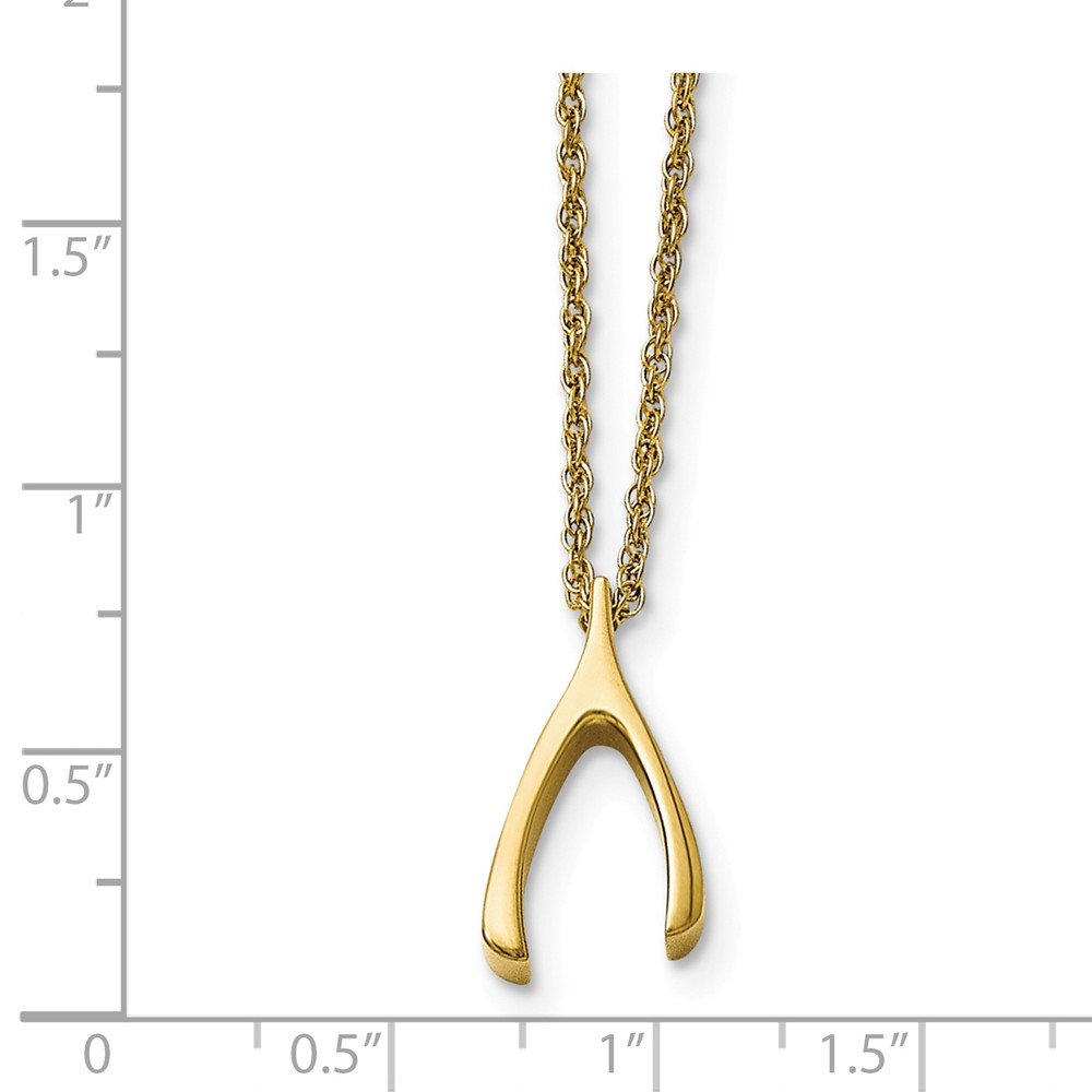 Elegant Stainless Steel Polished Yellow IP-Plated Wishbone Necklace for Women - Perfect for Gifts, Anniversaries, and Everyday Fashion