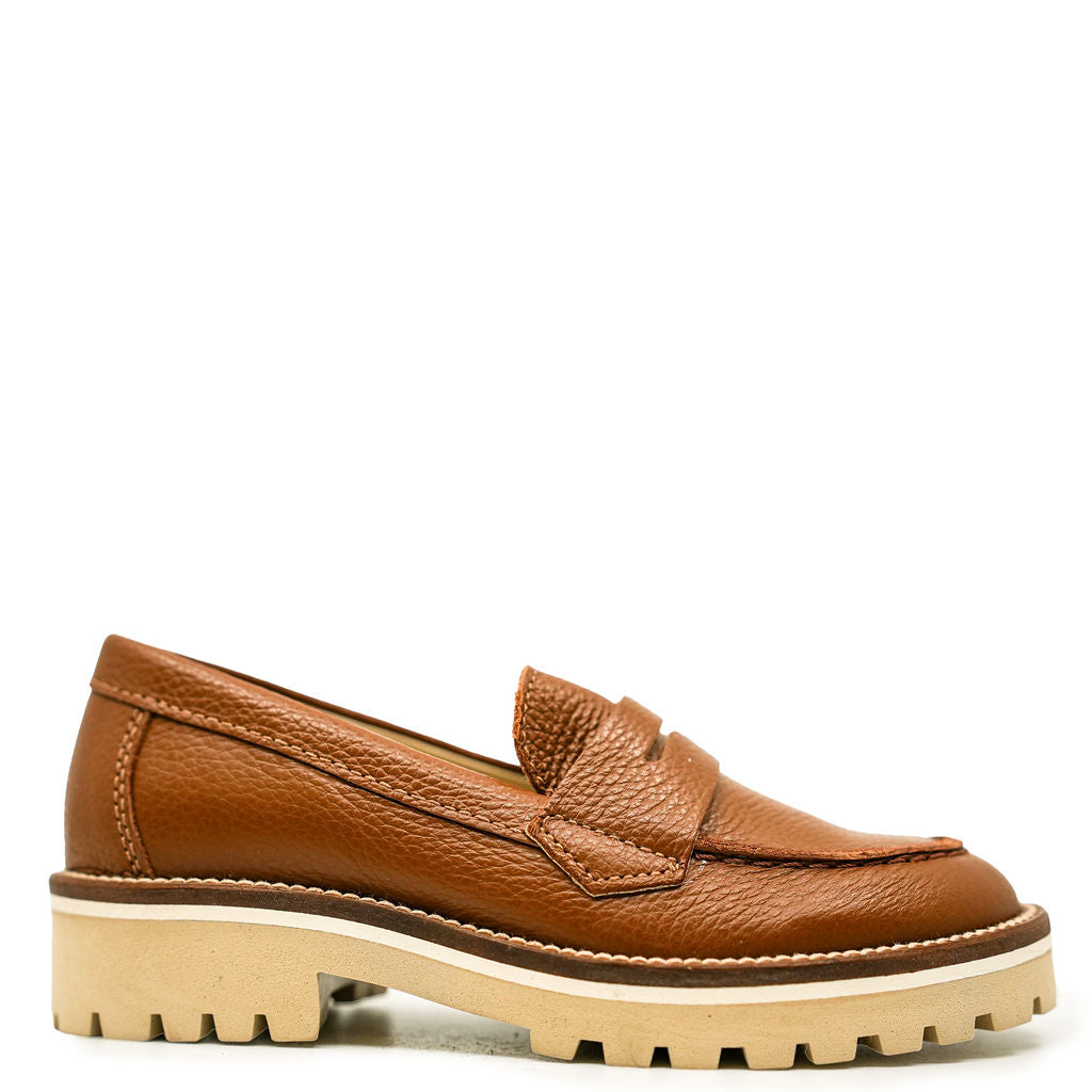 Beberlis Tan Chunky Loafers for Women - Comfortable Slip-On Casual Shoes - Perfect for Office, Travel & Everyday Wear