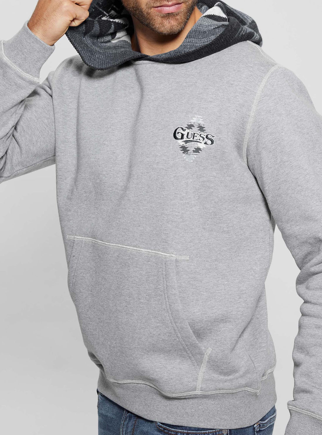 Men's Grey Contrast Hoodie - Stylish Zip Up Sweatshirt for Casual Wear & Street Fashion | Perfect for Gym, Travel & Outdoor Activities
