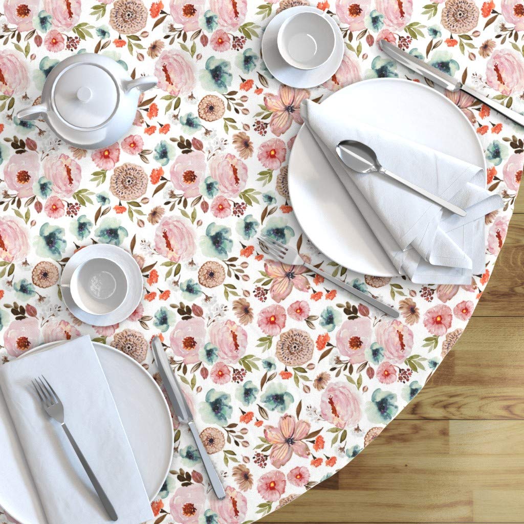 Custom Fall Floral Cotton Sateen Tablecloth 70