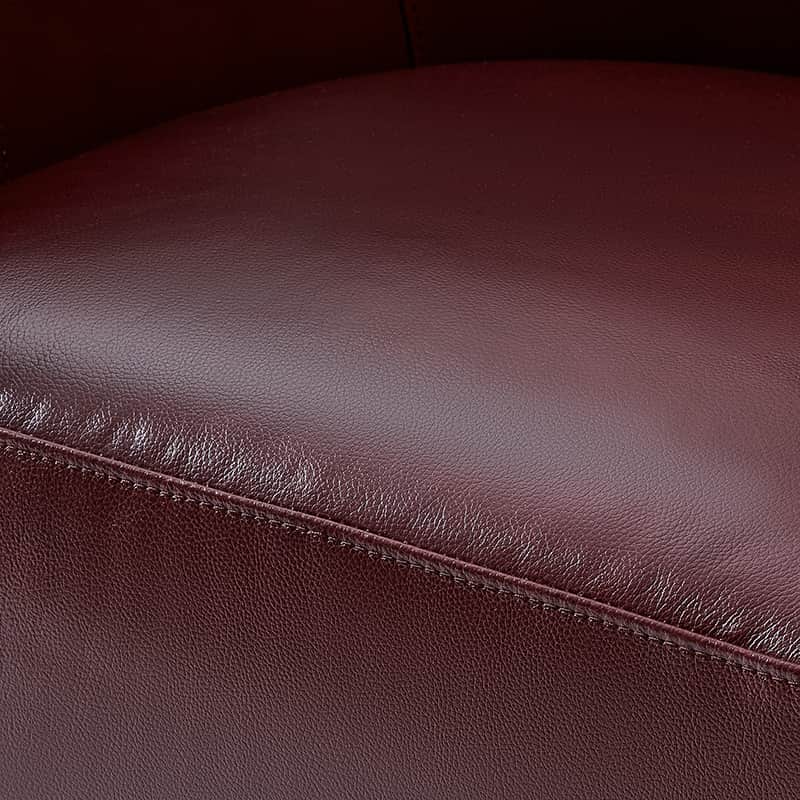 Clara Genuine Leather Swivel Barrel Chair with Solid Wood Base - Stylish Home Office & Living Room Accent Chair for Comfortable Seating
