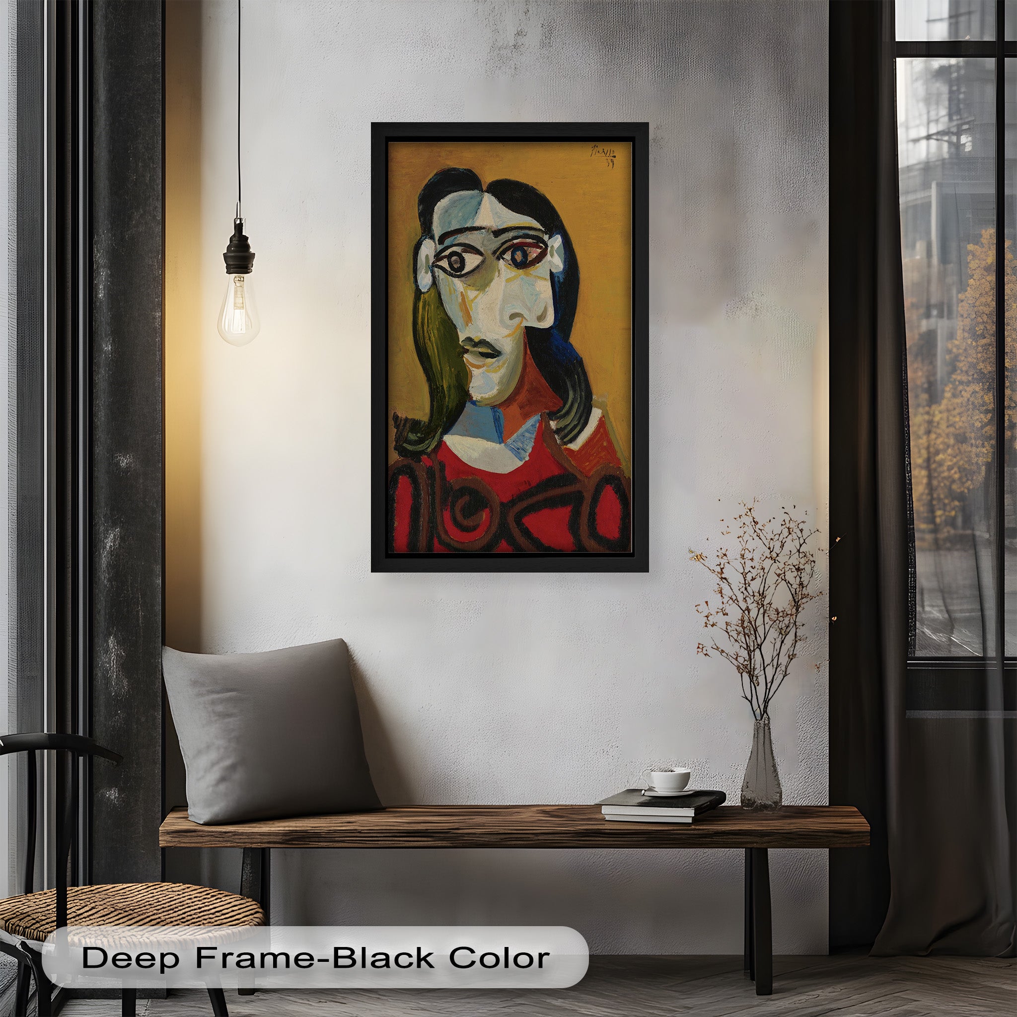 Abstract Portrait with Red Garment - Picasso Style Oil Painting Reproduction - Wall Art for Living Room, Bedroom & Office Decor