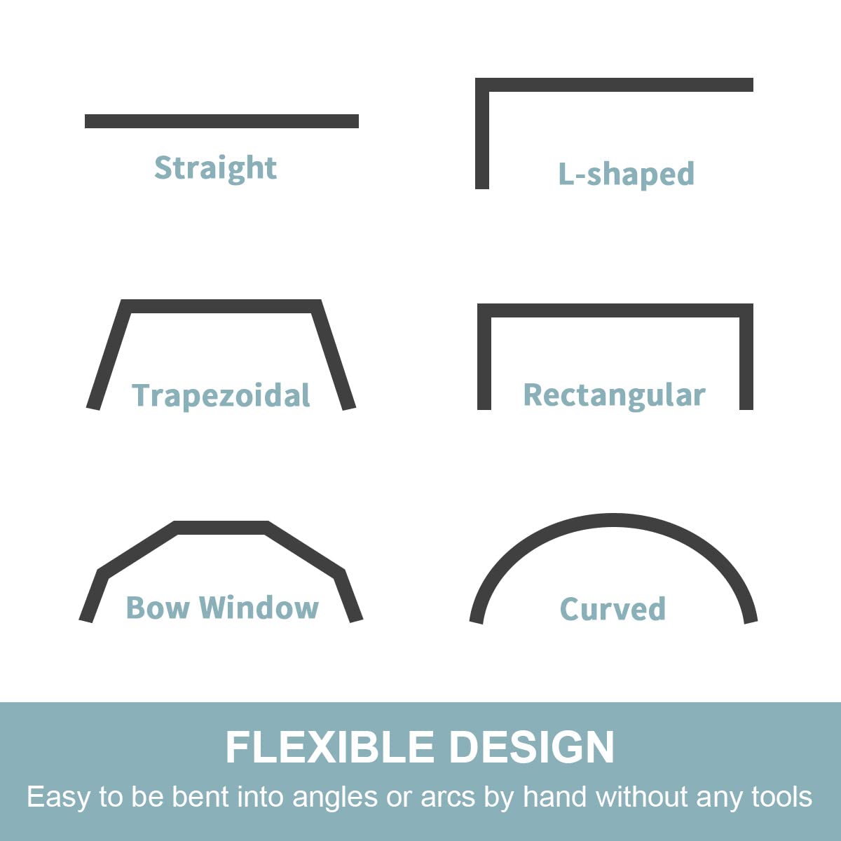 KXLife Black Flexible Bendable Ceiling Curtain Track System - 20ft Curved Room Divider for Drapes & Curtains | Perfect for Home Theater, Bedroom Partition & Window Treatments