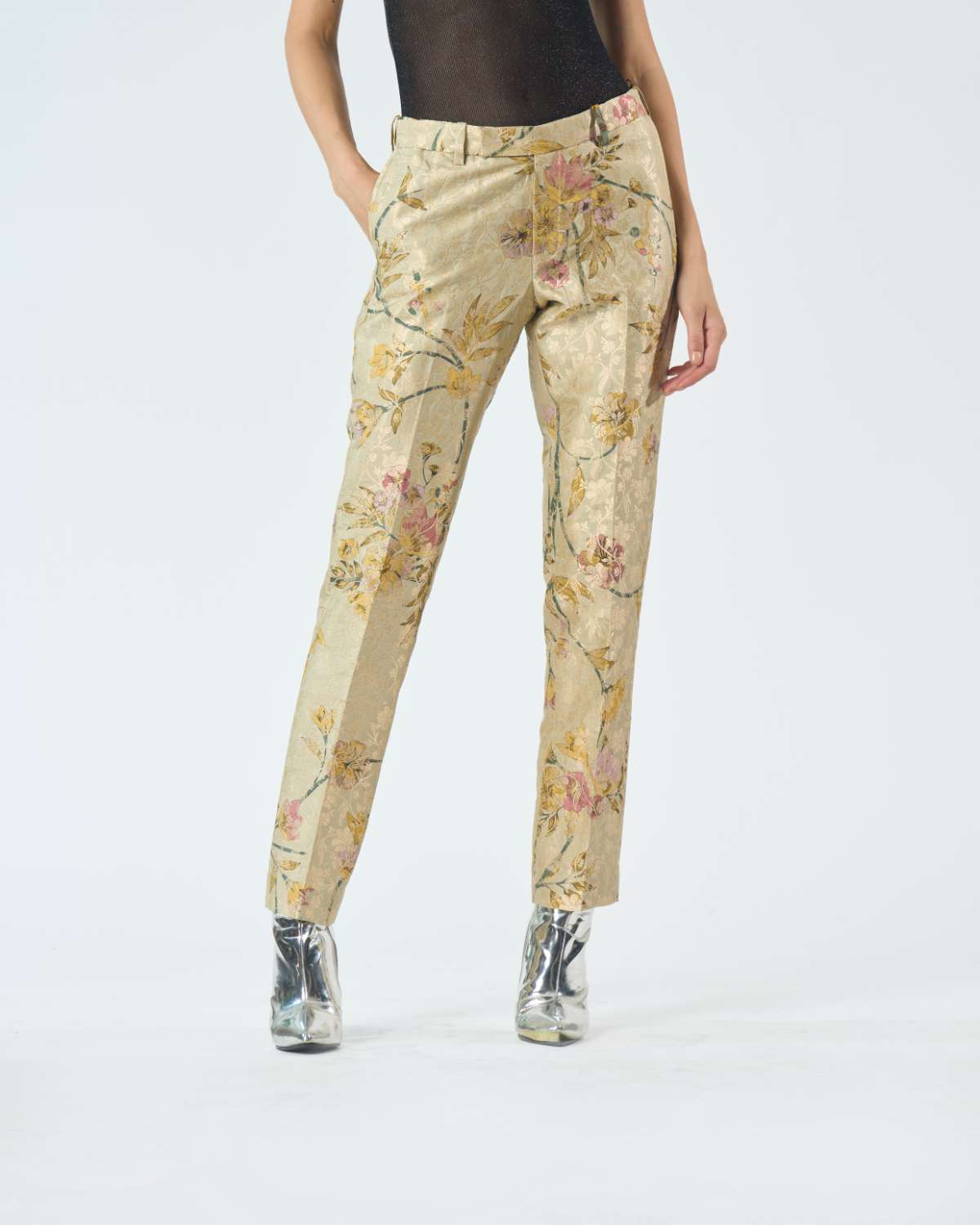 Elegant Classic Silk Brocade Trousers in Mint Green - Perfect for Formal Events, Weddings & Special Occasions