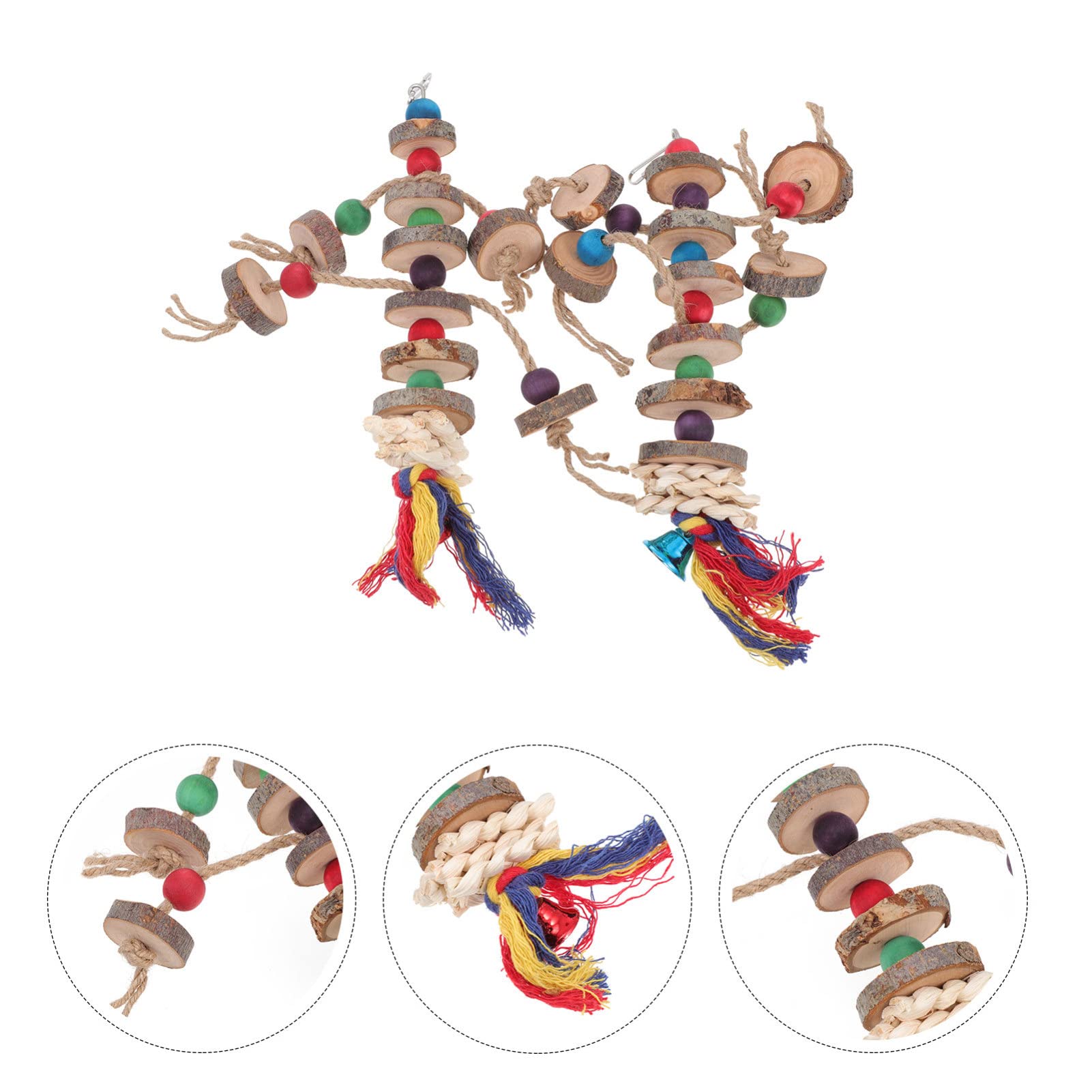 Balacoo 2 Pack Wooden Parrot Chew Toys - Natural Bite Skewers for Small Birds, Chicks & Pets - Durable Bird Chewing Plaything for Beak Exercise & Stress Relief - Perfect for Parrot Cages, Aviaries & Playtime