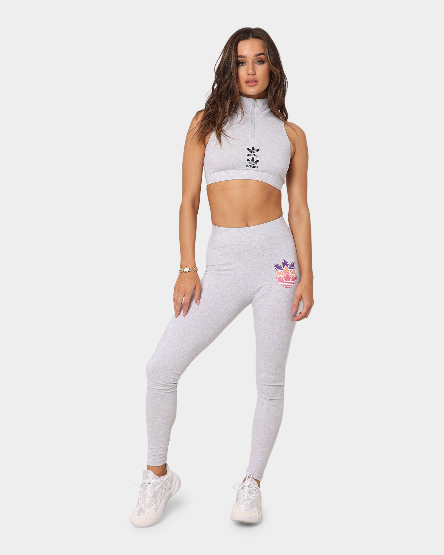 Adidas Women's Logo Play Leggings - Light Marle Color Yoga Pants for Workout, Running & Gym - High Waisted Comfortable Athletic Leggings