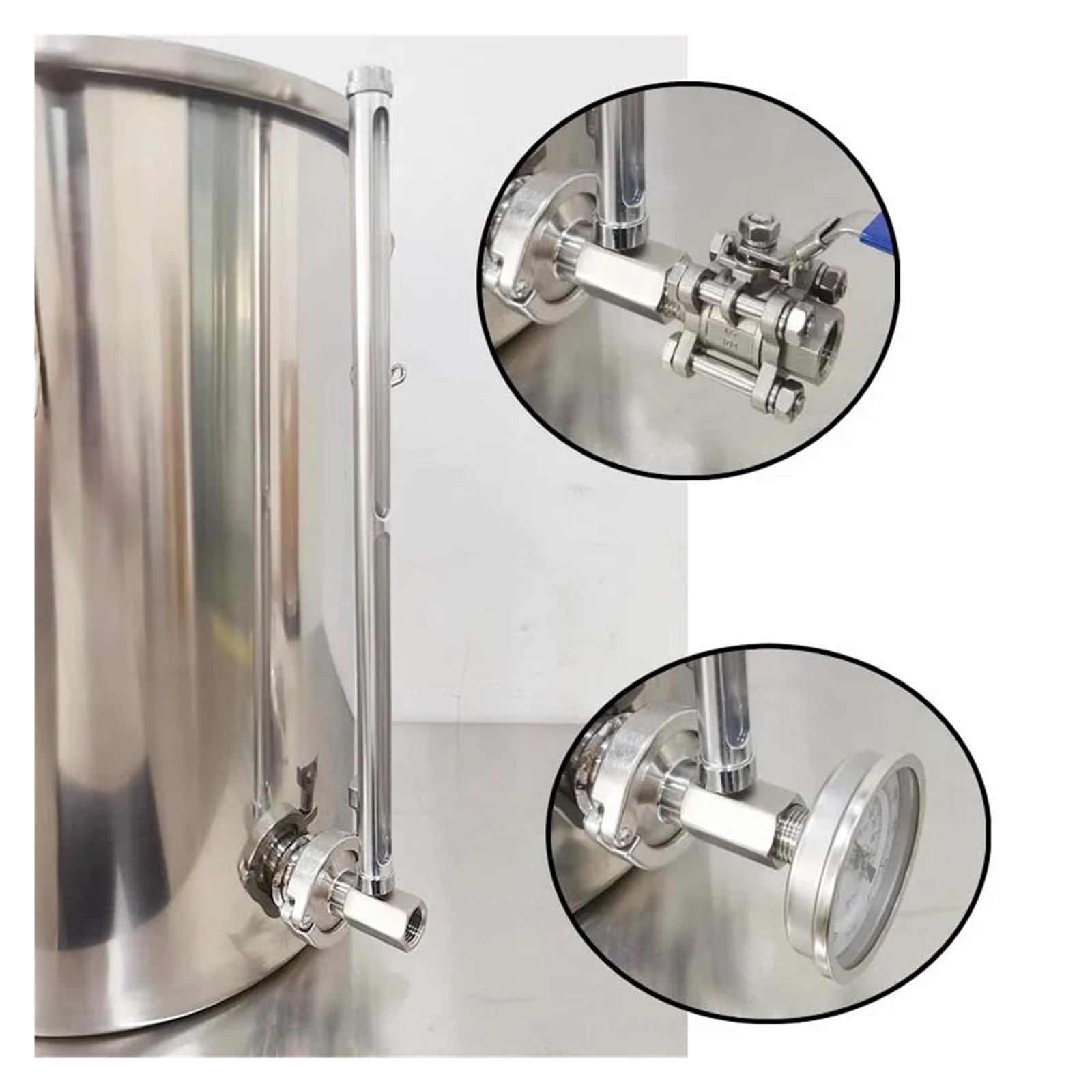 1.5 Inch Tri Clamp Sight Gauge - Chrome-Plated Reinforced Tempered Glass for Home Brewing - Water Level Indicator (B 455mm) - Perfect for Beer, Wine & Kombucha Making