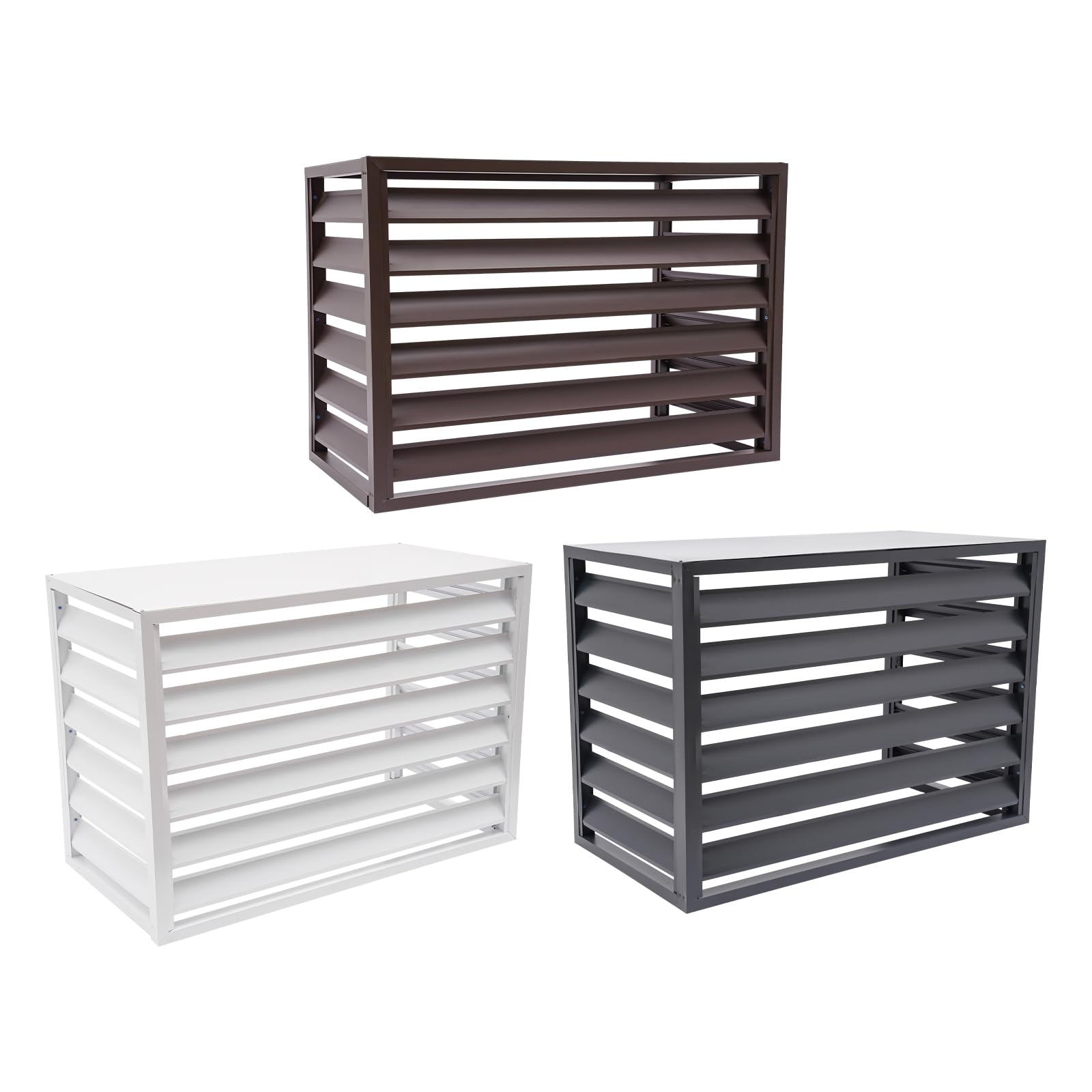 Durable Aluminum Alloy AC Unit Fence Screen - Free Standing Outdoor Privacy Cover for Air Conditioners, Weather-Resistant Spray Molded Rectangular AC Fence 39x20x28 Inches (White) - Perfect for Backyard, Patio, and Home Exterior Protection