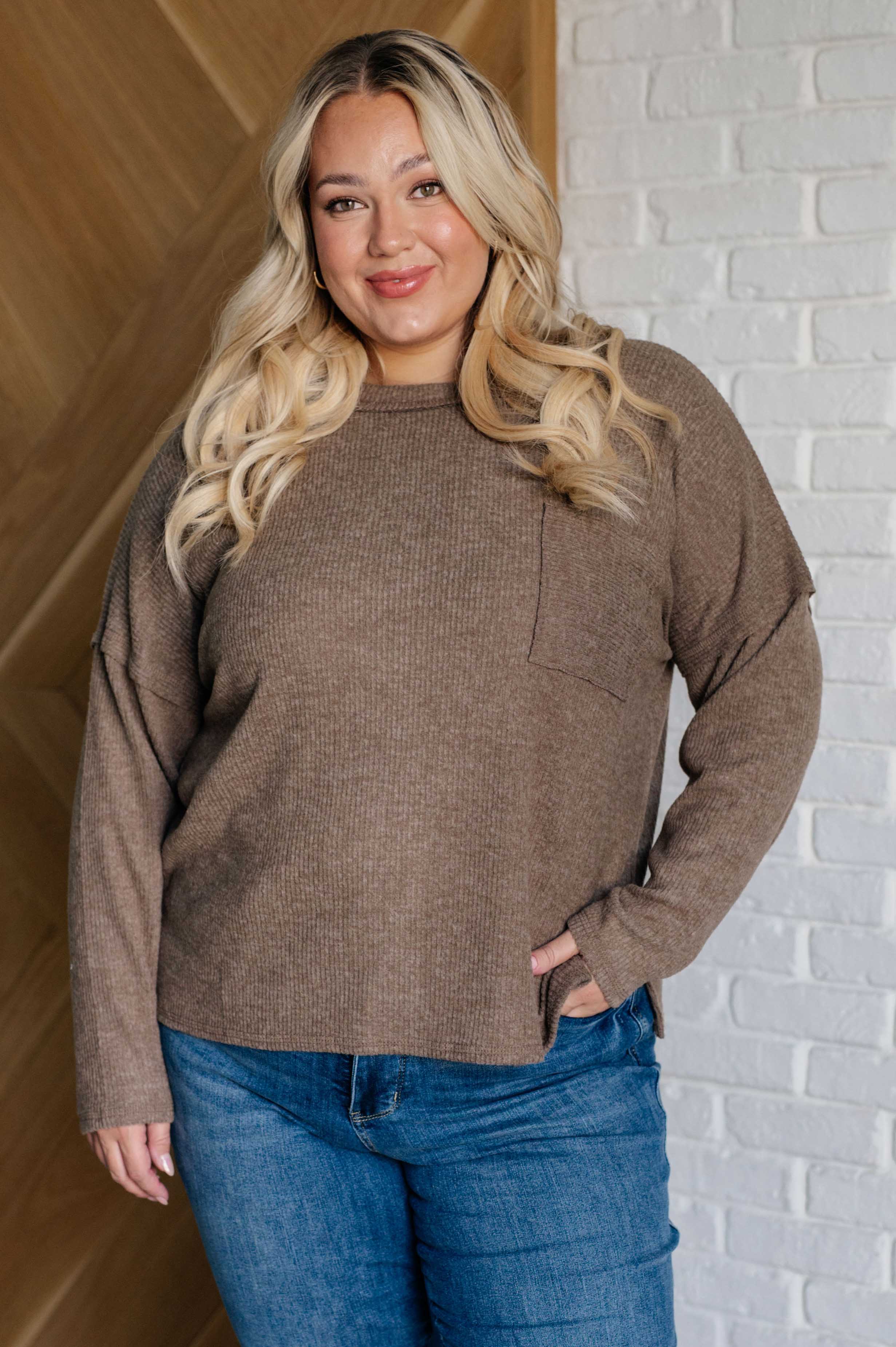 Casual Tuesday Ribbed Knit Sweater Women's Mocha Brown Pullover - Cozy Fall & Winter Fashion for Office, Date Night and Weekend Outings