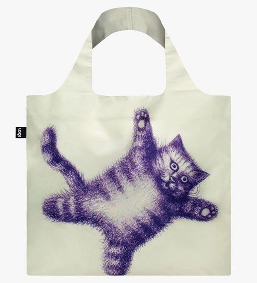Loqi Armando Veve Flying Cat Reusable Shopping Tote Bag - Eco-Friendly Grocery Bag for Shopping, Travel & Daily Use