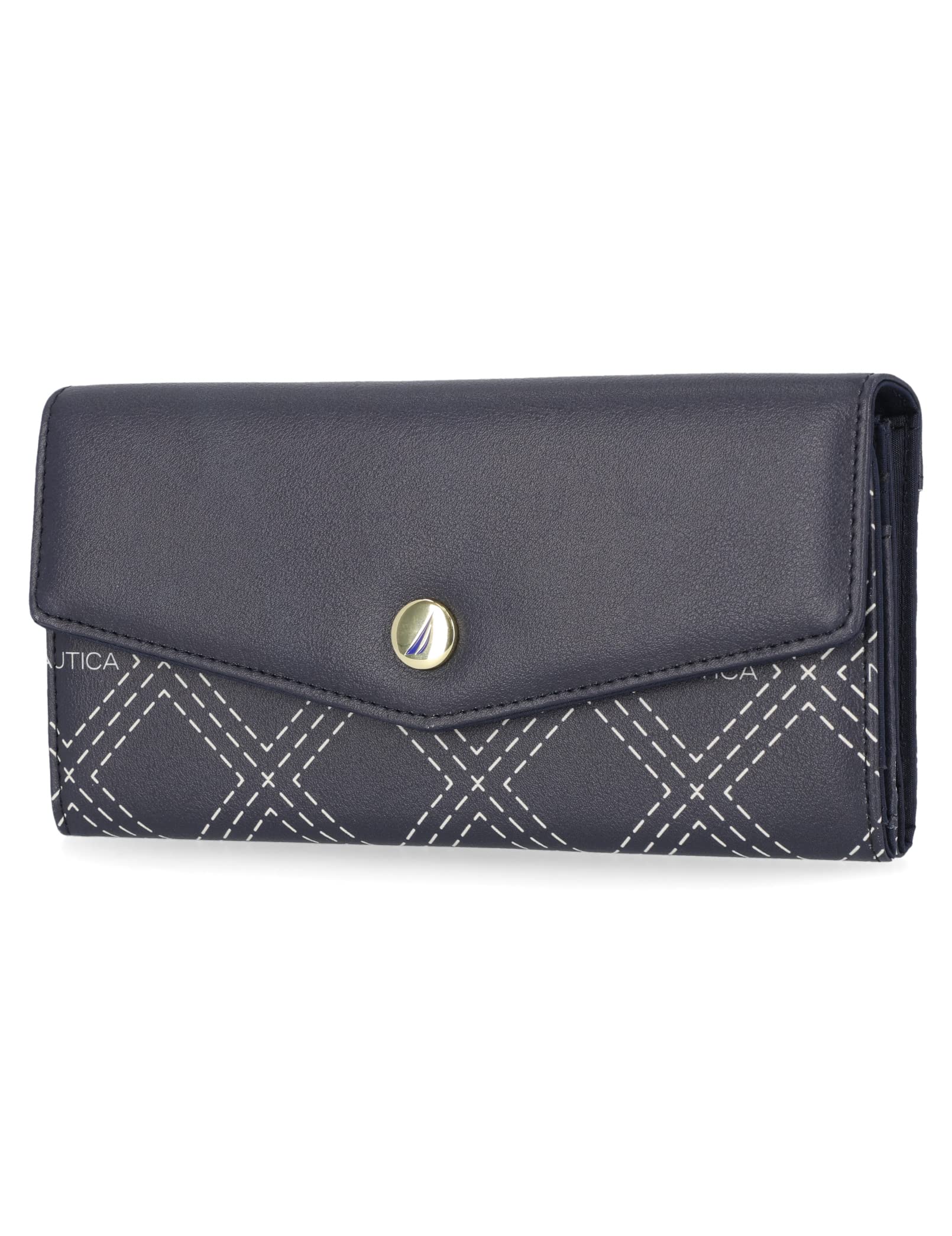 Nautica RFID Women’s Wallet Clutch Organizer - Diamond Quilt Indigo - Secure Money Manager with Card Slots & Zipper Pocket | Perfect for Travel, Shopping & Everyday Use