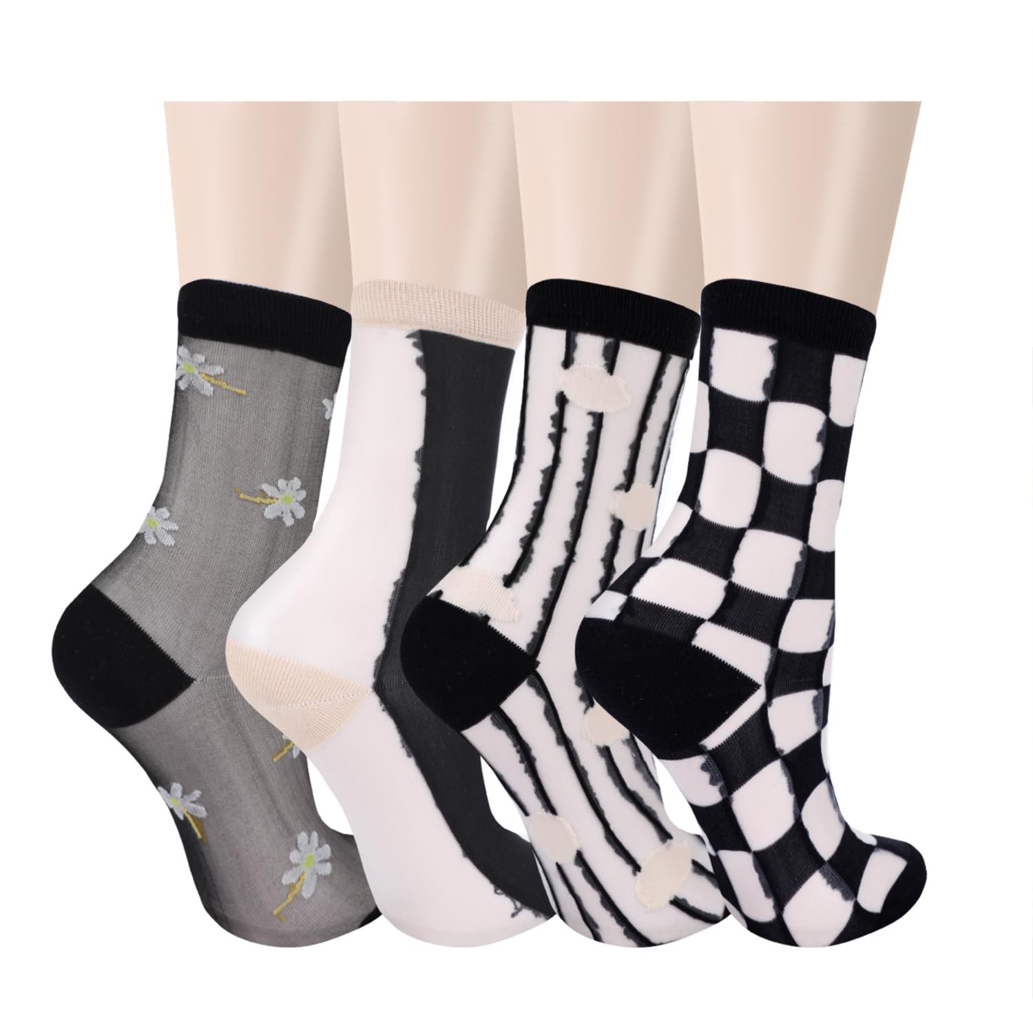 Violet Mist Women's Sheer Mesh Socks - Transparent Nylon for Summer & Fashion