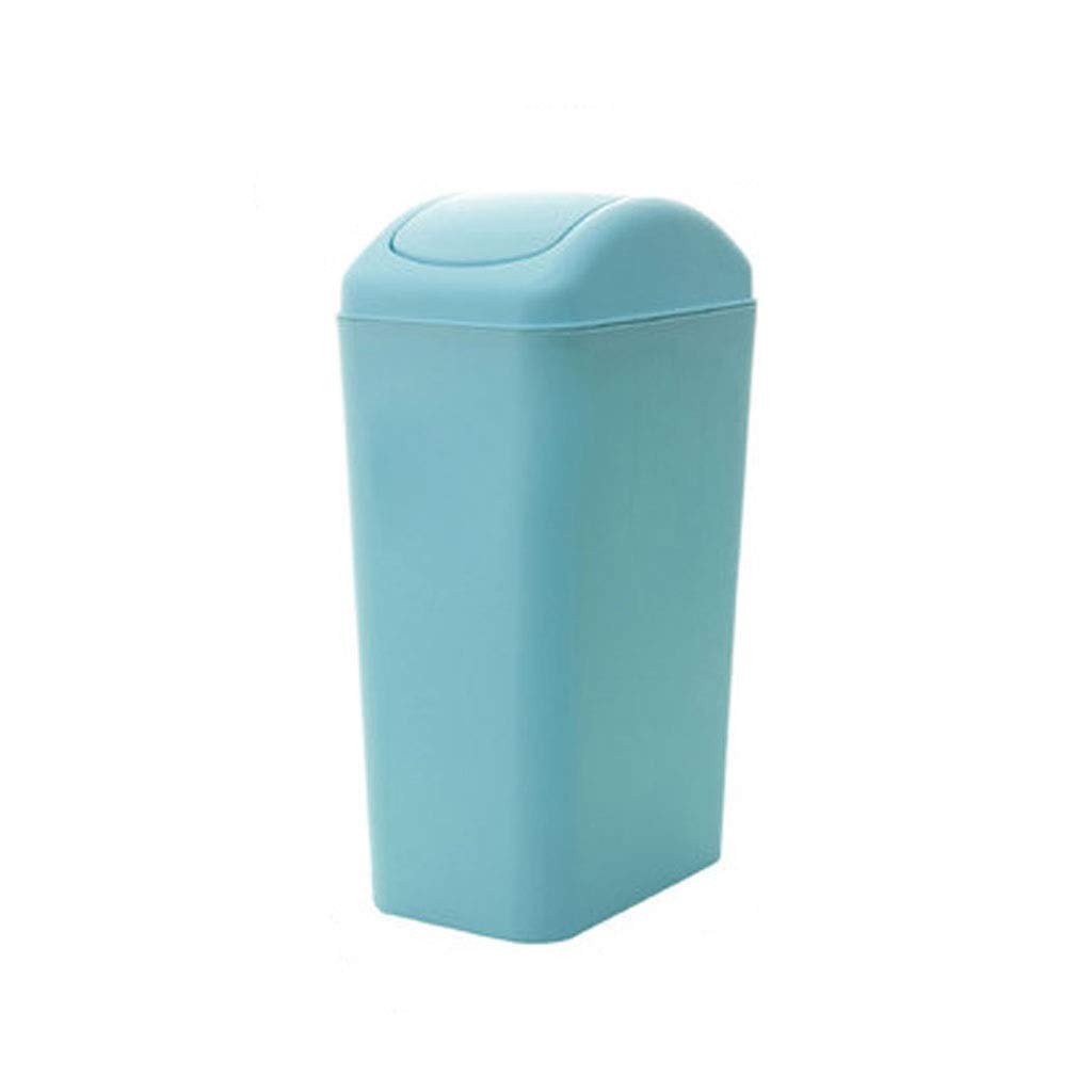 YBYB 12L Swing Top Trash Can with Lid - Blue Kitchen Garbage Bin for Bathroom, Home & Office Use | Durable Recycling Bin for Waste Disposal | Ideal for Under Sink, Pantry & Workspaces