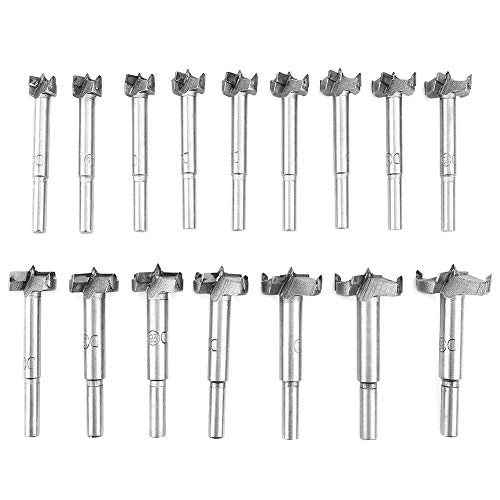 16Pcs High-Speed Steel Drill Bit Set - Woodworking Hole Cutter with Long Round Shank (15-35mm) for Wood, Plastic & Plywood - Perfect for DIY Projects, Furniture Making & Home Renovations