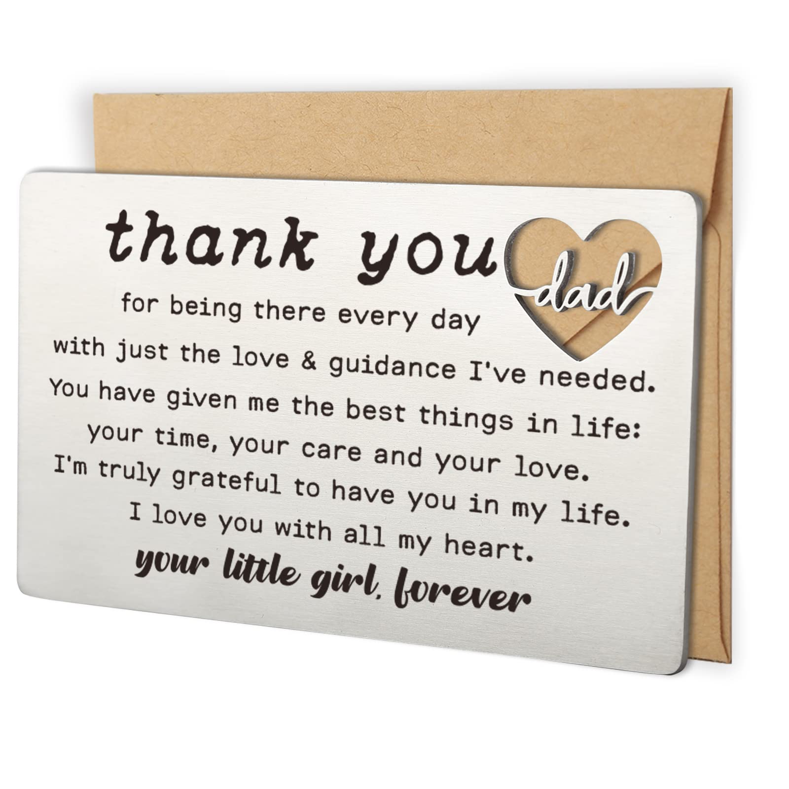 YODOCAMP Engraved Thank You Dad Wallet Card Inserts - Personalized Father's Day, Birthday, Christmas, Valentine's Day Gifts for Dad from Daughter - Perfect for Everyday Carry, Special Occasions & Heartfelt Surprises