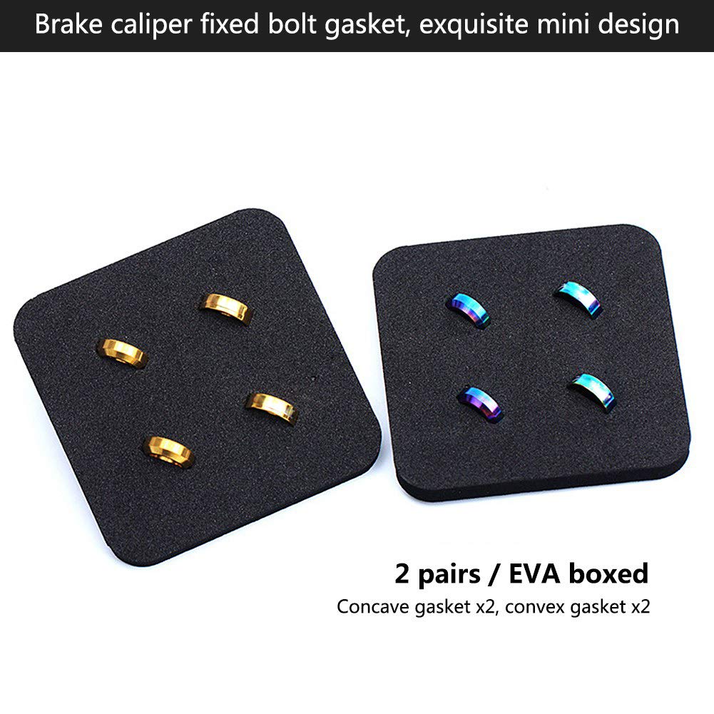 Hapivida 4Pcs Titanium Bicycle Headset Spacer & Brake Caliper Gasket Set - TC4 Titanium Front Brake Screw Washers & Bolts for Mountain Bike Maintenance & Upgrades - Perfect for MTB Brake System Repair and Performance Enhancement