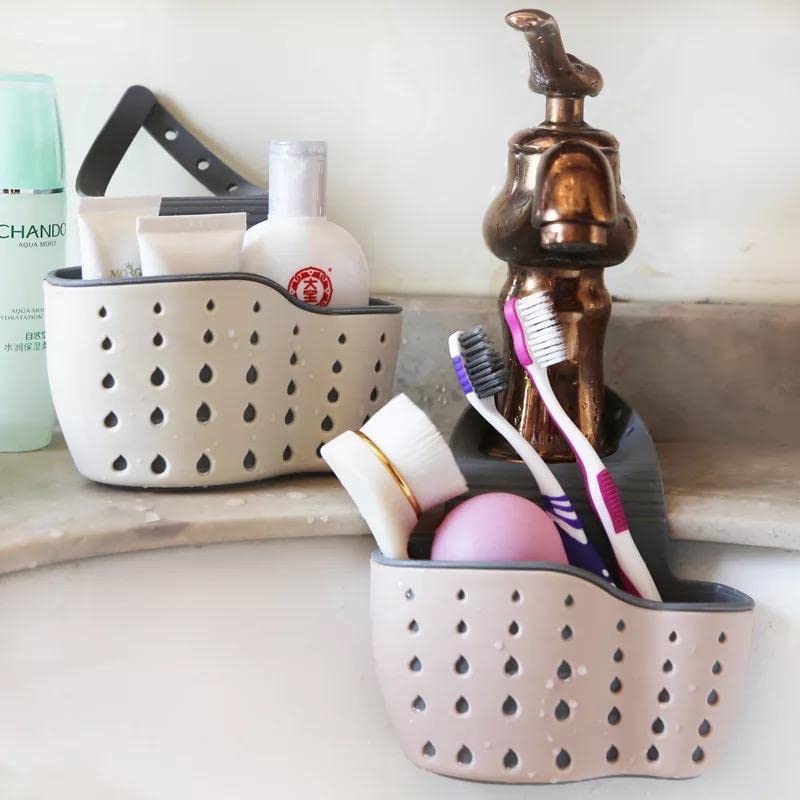 D MARK® Silicone Kitchen Sink Sponge Holder - Hanging Storage Caddy & Drain Basket (1 Piece, Multicolor) - Perfect for Organizing Sponges, Brushes & Dish Soap in Small Kitchens