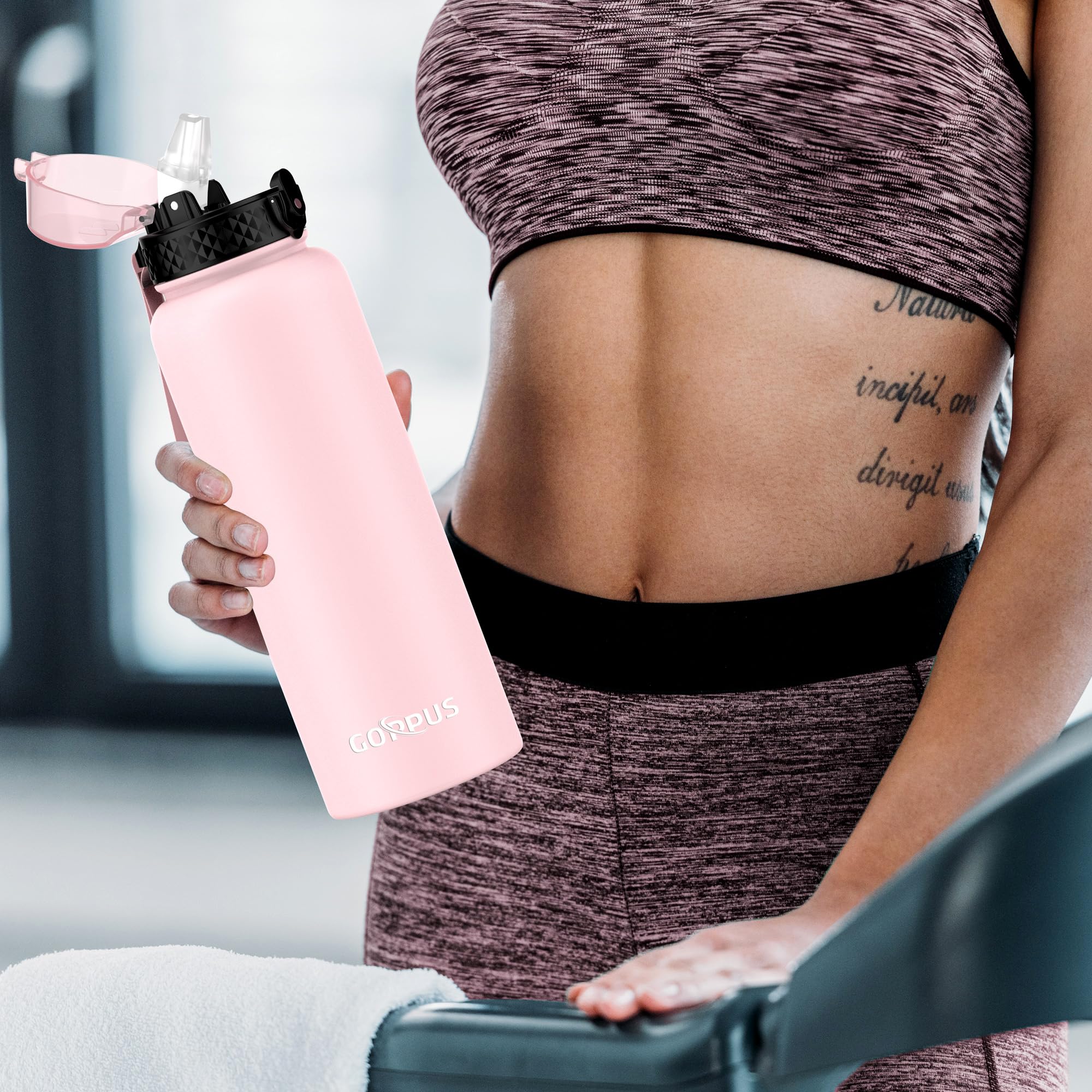 GOPPUS 40oz Stainless Steel Water Bottle with Straw - Double Wall Vacuum Insulated Thermos Flask - Leakproof & BPA Free - Keeps Drinks Cold/Hot for 24 Hours - Perfect for Gym, Hiking, Office & Outdoor Activities