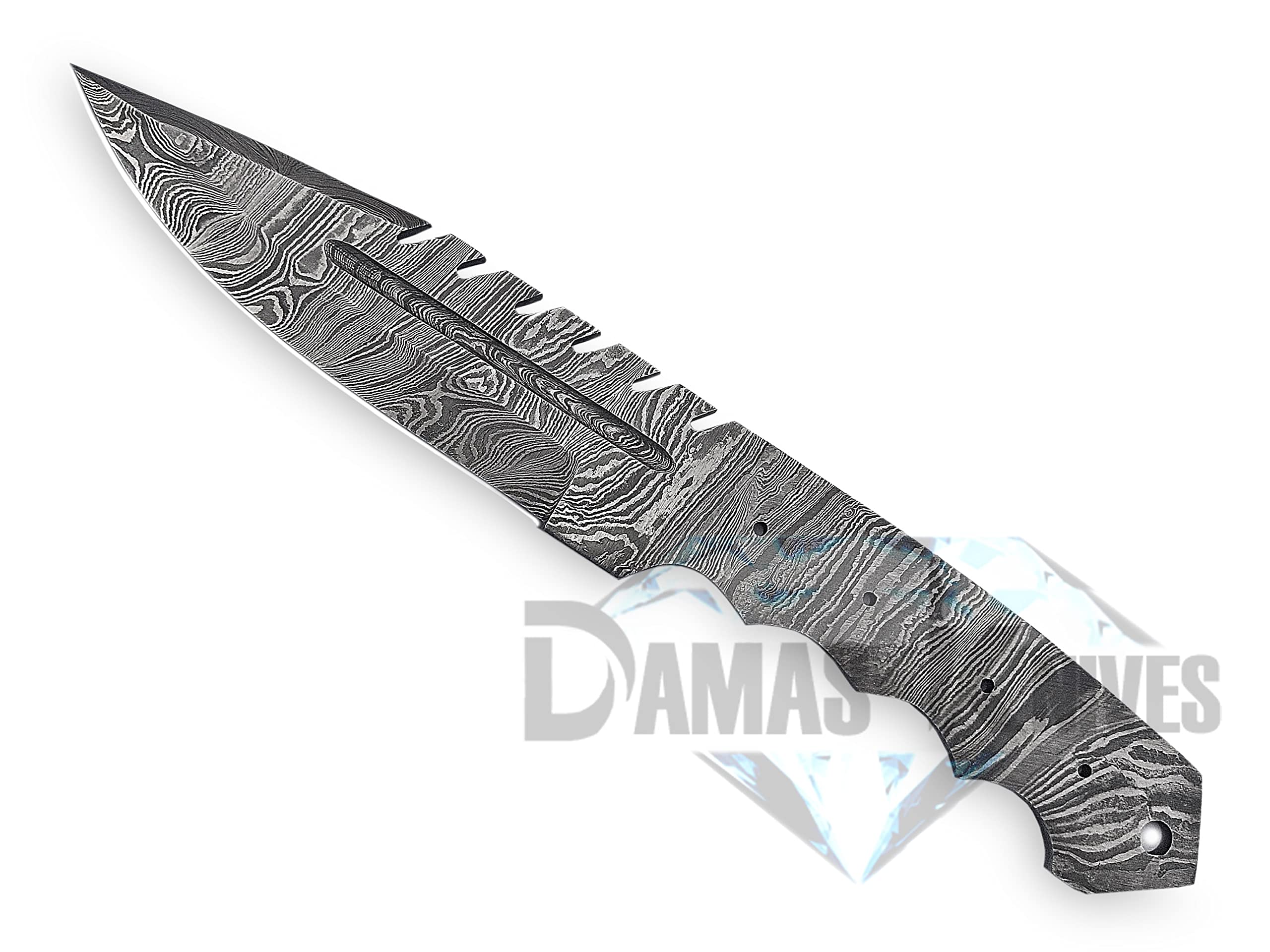 Premium Damascus Steel Blank Blade for Knife Making - Handcrafted Custom Knife Blades - Perfect for DIY Knife Projects, Bushcraft, and Outdoor Survival Tools