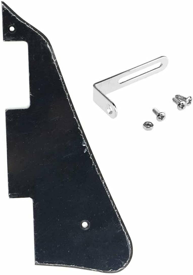 Les Paul Electric Guitar Pickguard Bracket Set - Black 1 Ply with Nickel Hardware | Replacement Guitar Parts for LP Models | Perfect for DIY Repairs & Custom Upgrades