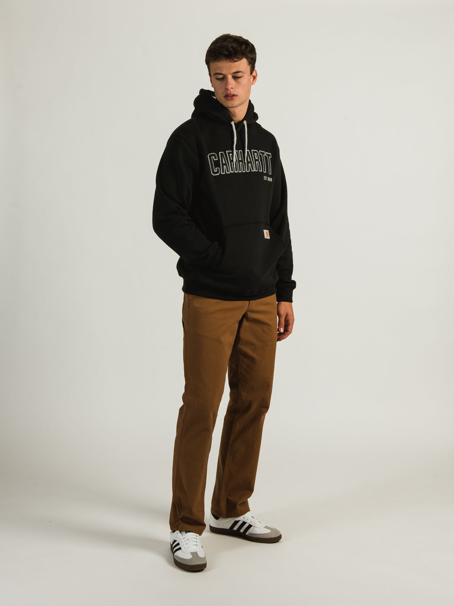 Carhartt Midweight Felt Logo Hoodie - Men's & Women's Pullover Sweatshirt for Work & Outdoor Activities | Clearance Sale