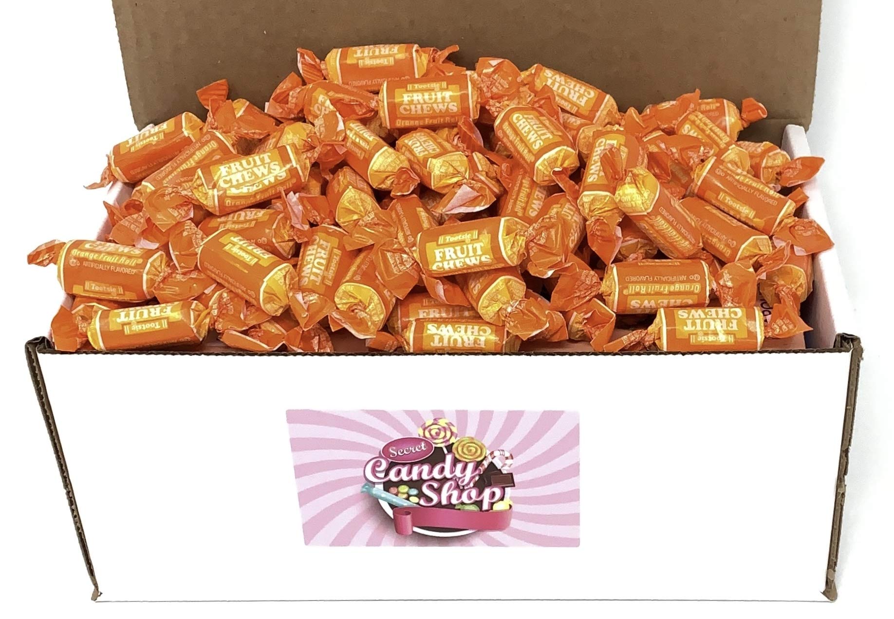SECRET CANDY SHOP Tootsie Fruit Chews Candy - 2lb Bulk Box of Individually Wrapped Orange Flavored Chewy Candies | Perfect for Halloween Treats, Party Favors & Office Snacks
