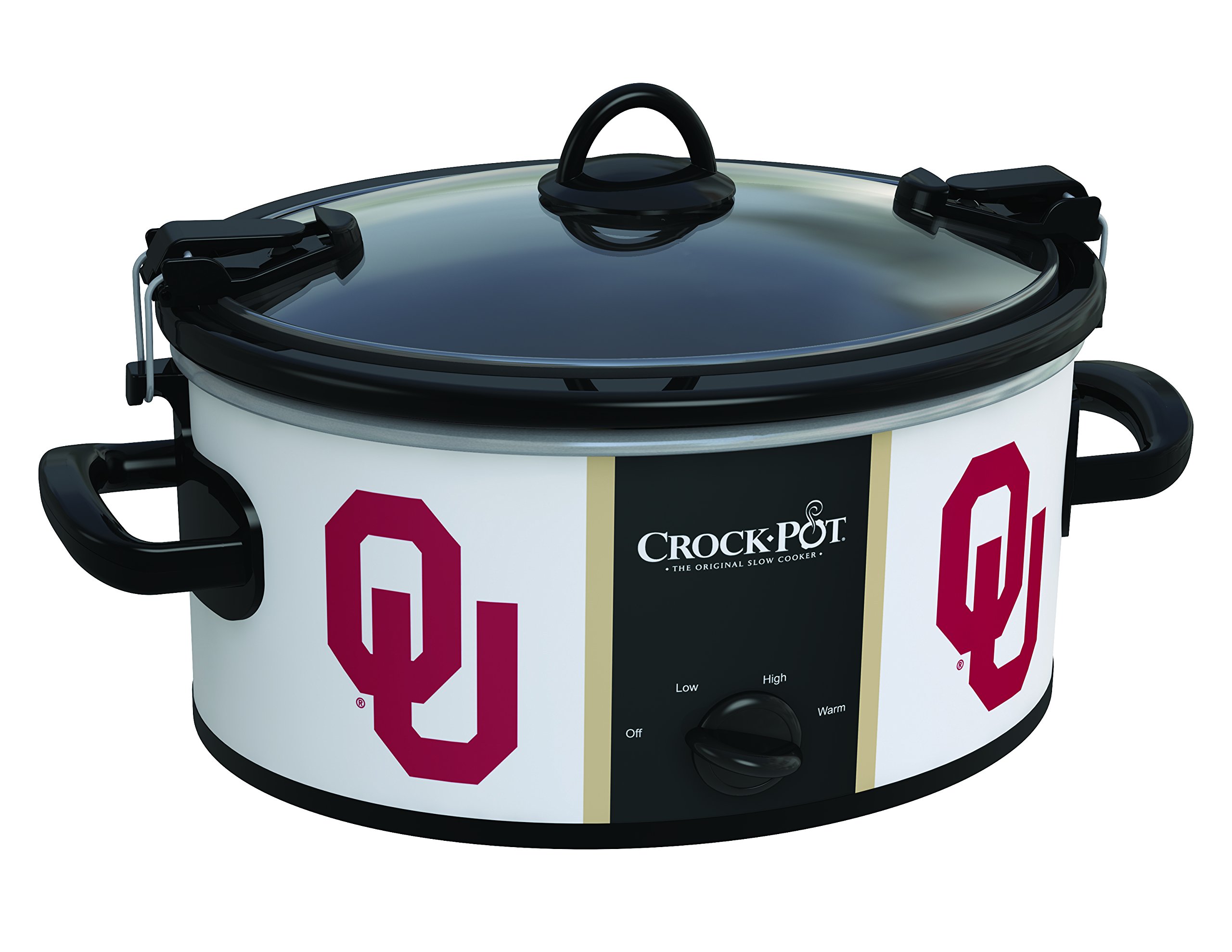Oklahoma Sooners Collegiate Crock-Pot Slow Cooker with Carry Handle - Portable 6-Quart Programmable Electric Cooker for Tailgating, Dorms & Game Day Parties