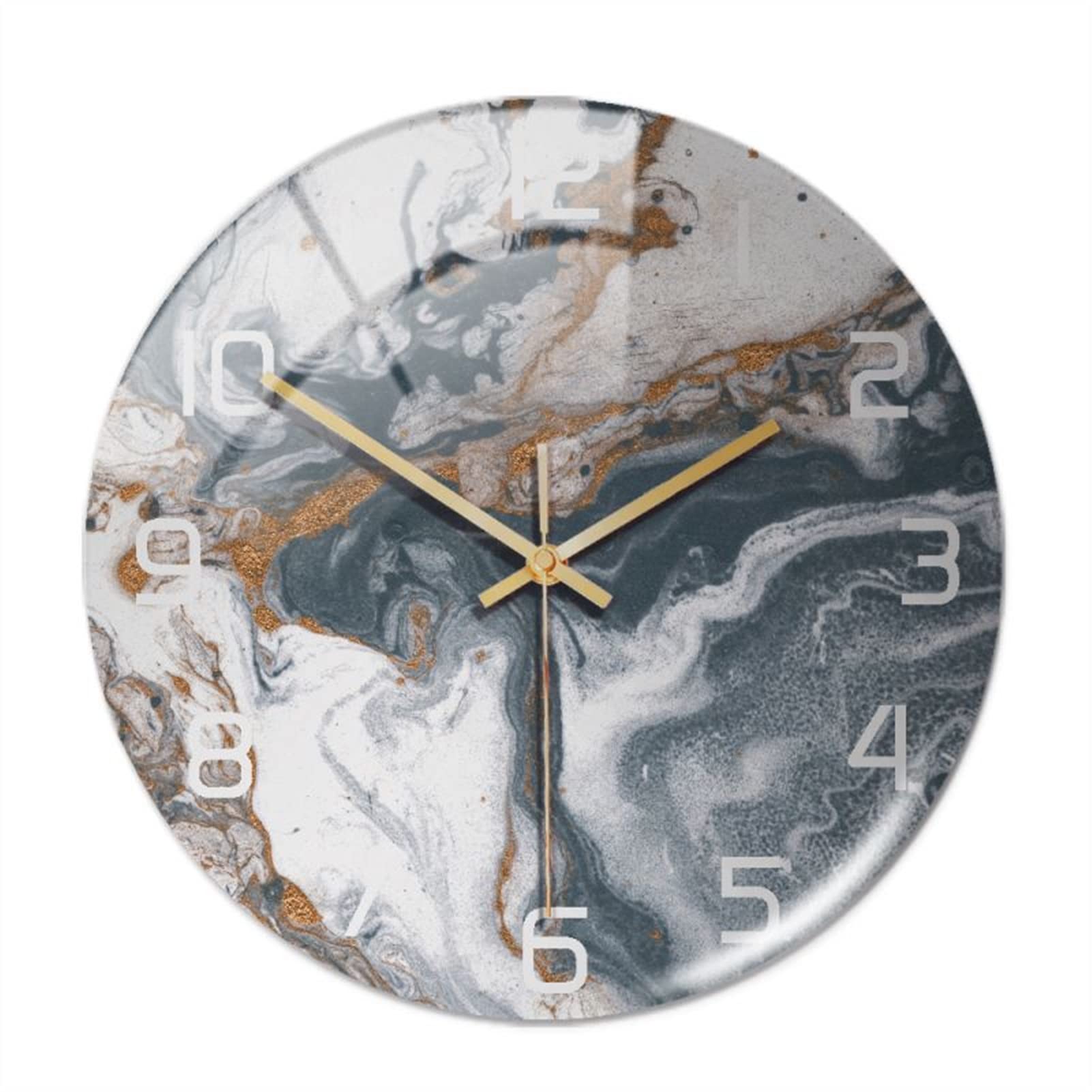 Round Marble Wall Clock - 3D Decorative Clock for Living Room, Kitchen, Bedroom & Office | Elegant Home Decor | Perfect for Modern Interiors & Gift Giving
