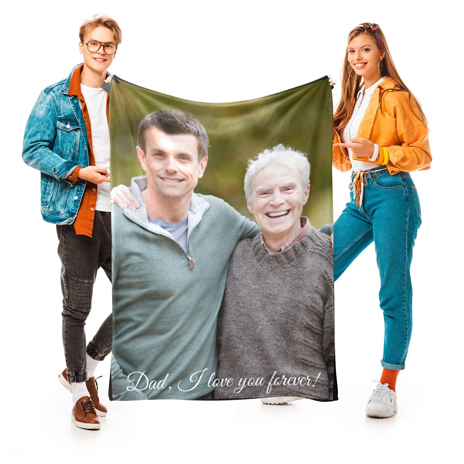 Personalized Photo Blanket for Dad - Custom Flannel Throw Blanket 40