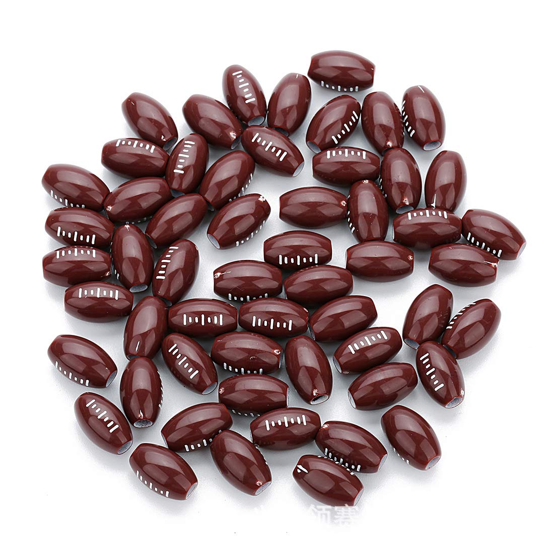100 Pcs 12mm Football Shaped Pony Beads for Sports Crafts, DIY Bracelets, Keychains & Team Spirit Jewelry Making - Bulk Sports Beads for Kids & Adults