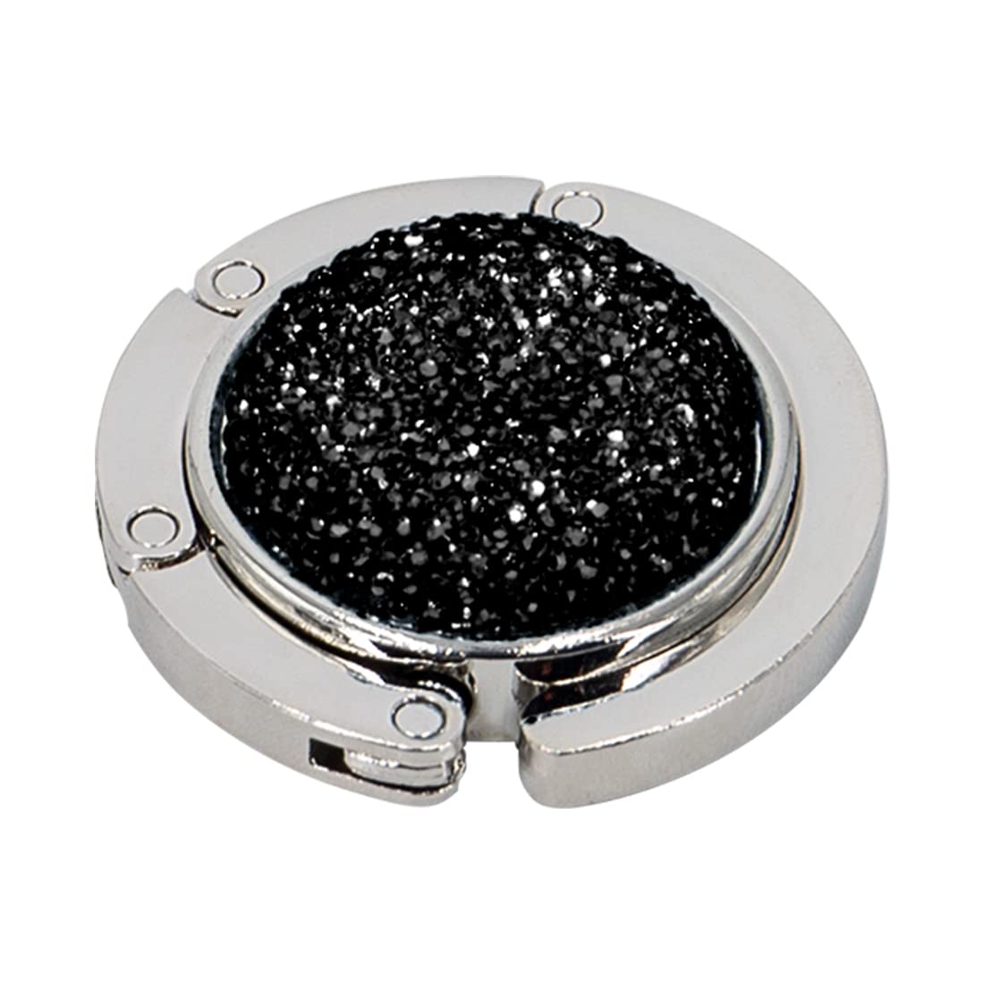 Stylish Rhinestone Foldable Purse Hook - Portable Handbag Hanger for Table & Desk (Black) - Perfect for Restaurants, Travel & Home Organization