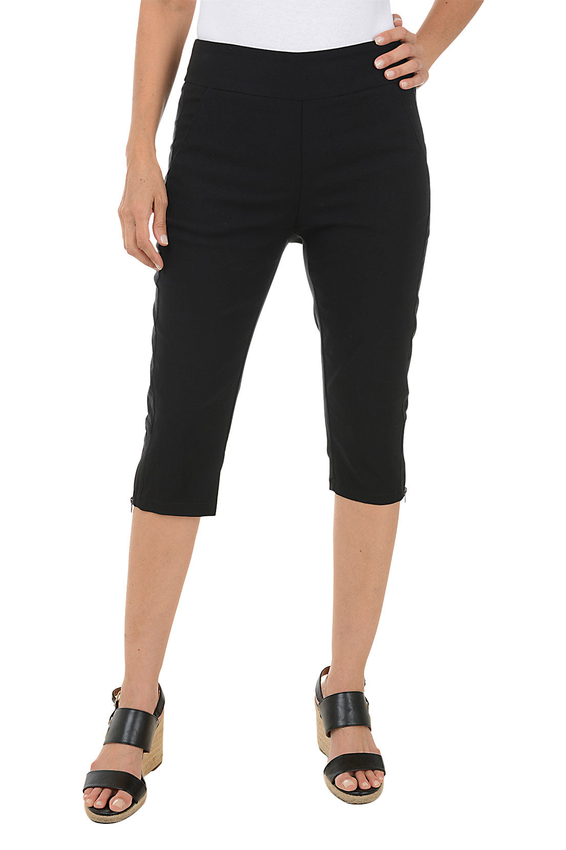 Zip Hem Pull On Clamdigger Pants - Women's Stretch Casual Capris for Summer & Travel | Perfect for Beach, Yoga & Outdoor Activities