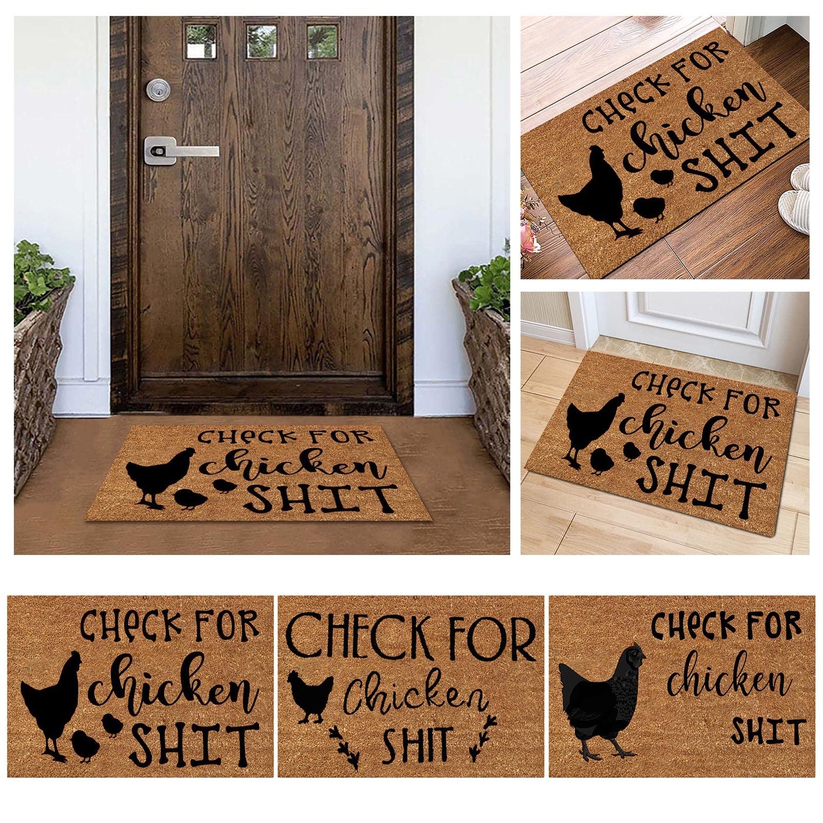 Non-Slip Chicken Print Floor Mat - Durable Polyester Door Mat for Kitchen, Entryway - Holiday Home Decor Rug for Indoor Use - Perfect for Easter, Farmhouse, and Country Style Decor