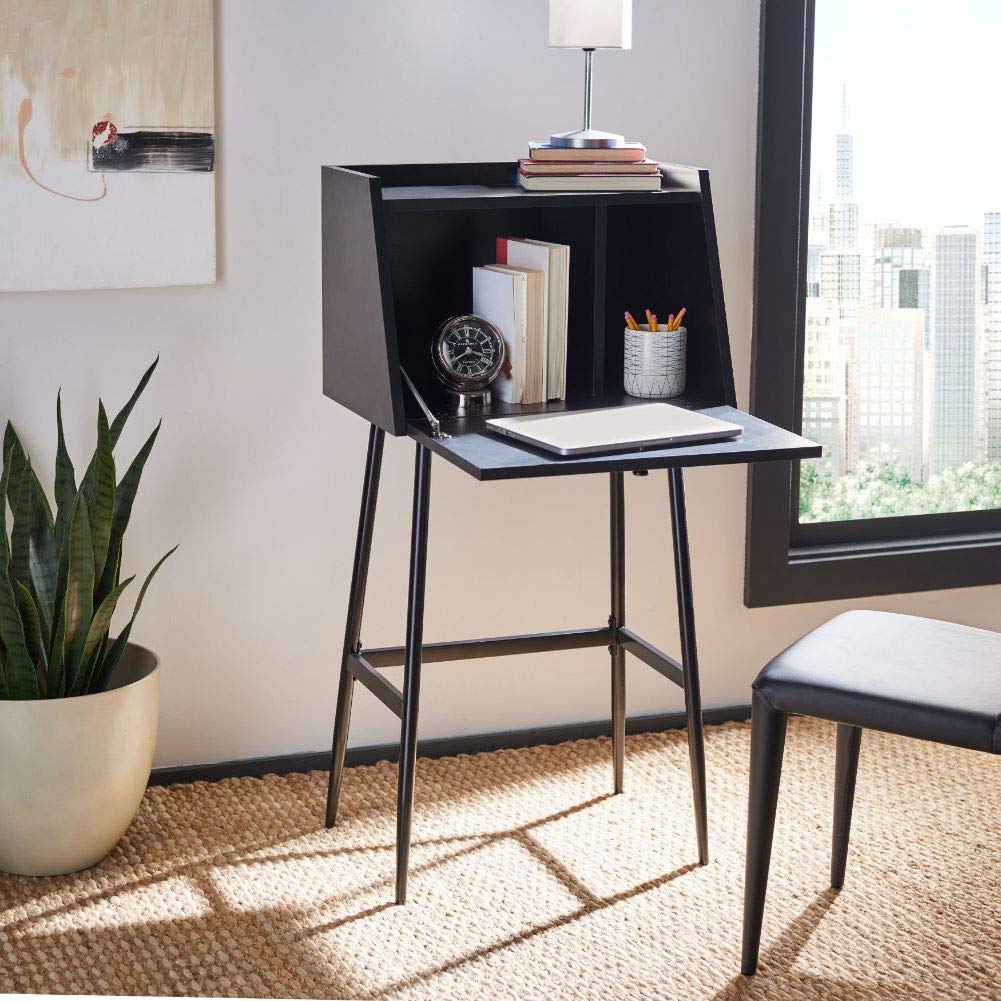 Safavieh Home Xander Modern Black Secretary Desk - Stylish Writing Desk for Home Office, Study & Workspace - Perfect for Small Spaces & Apartment Living