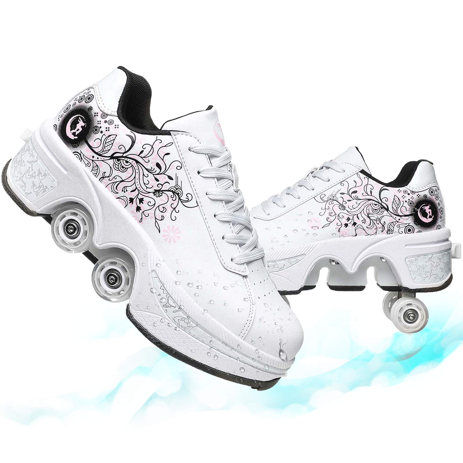 Automatic Walking Shoes with Invisible Pulley - Double Row Deformable Wheel Skating Shoes for Men, Women & Kids | Perfect for Commuting, Fitness & Fun Outdoor Activities