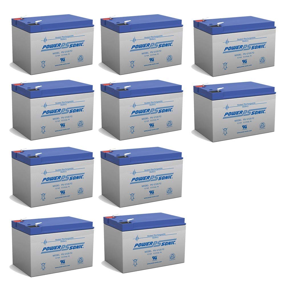Power Sonic 12V 12AH Sealed Lead Acid (SLA) Replacement Battery for Genesis NP12-12TFR - 10 Pack - Perfect for Security Systems, Emergency Lighting, and Medical Equipment Backup Power