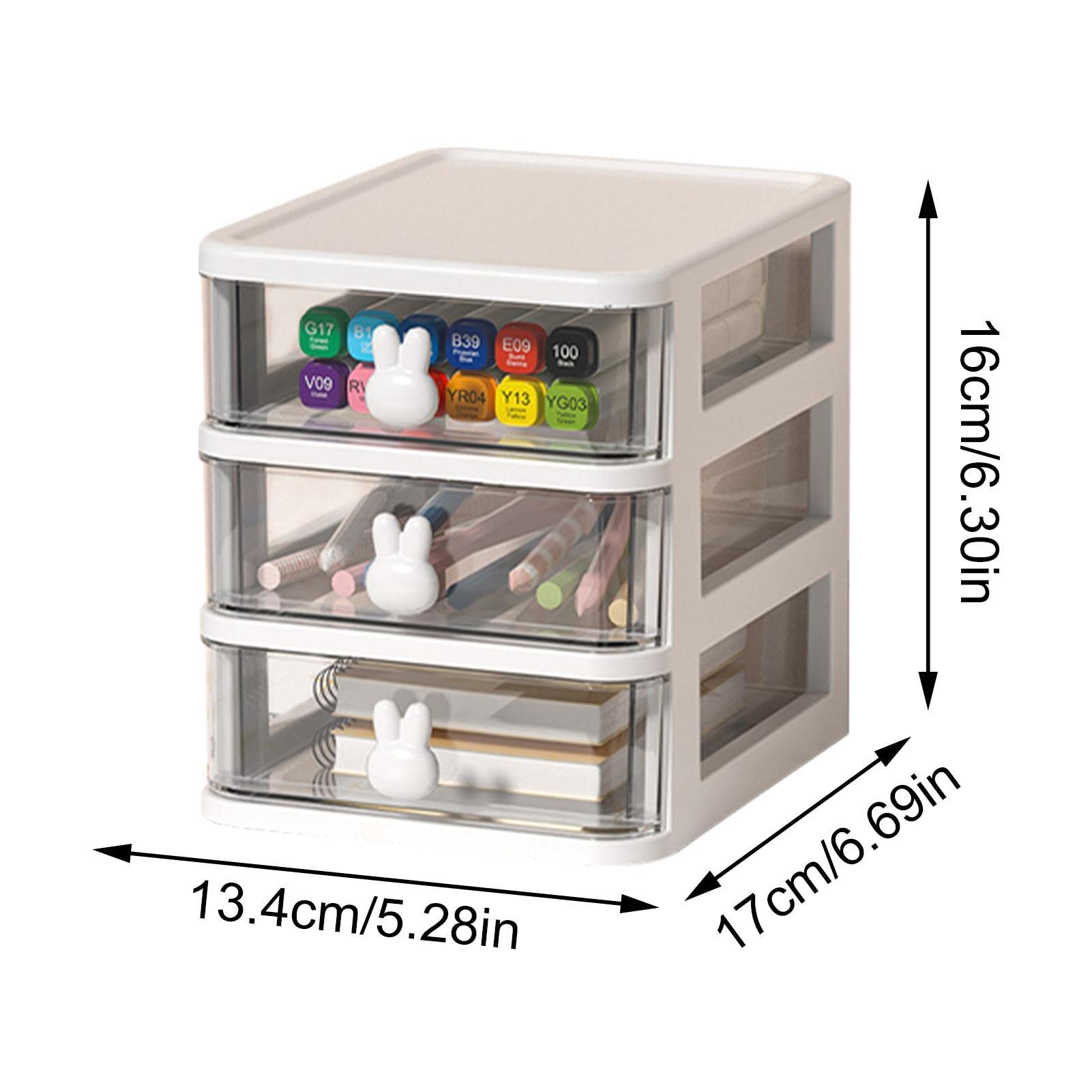 4-Tier Clear Small Desk Organizer with Drawer - Perfect for Makeup, Stationery, Arts & Crafts Storage - Ideal for Home Office, Vanity & Workspace Organization