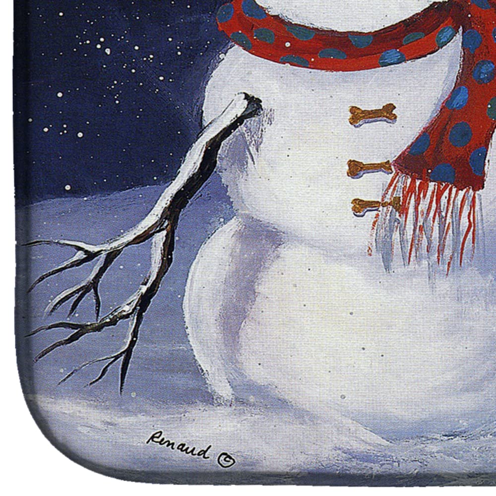Westie Christmas Dish Drying Mat - Absorbent Kitchen Counter Pad for Holiday Decor