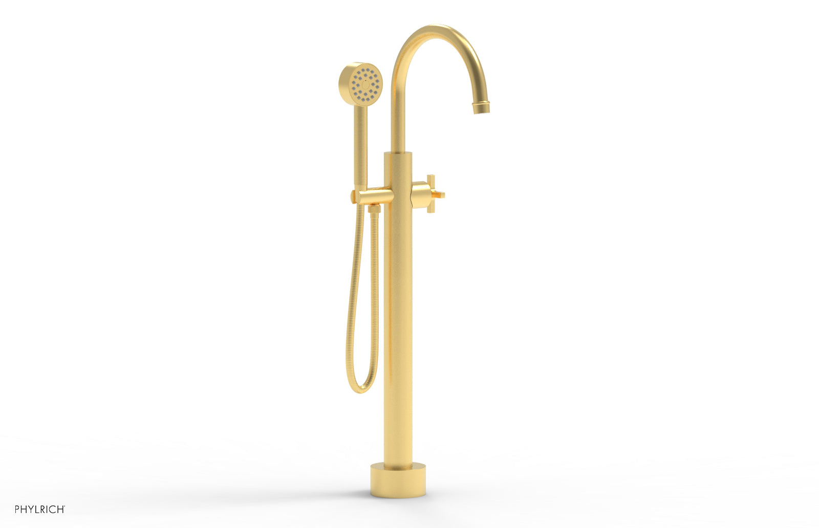 HEX MODERN Low Floor Mount Tub Filler with Cross Handle & Hand Shower - Model 501 46 03 | Perfect for Modern Bathroom Renovations & Spa-Like Shower Experiences