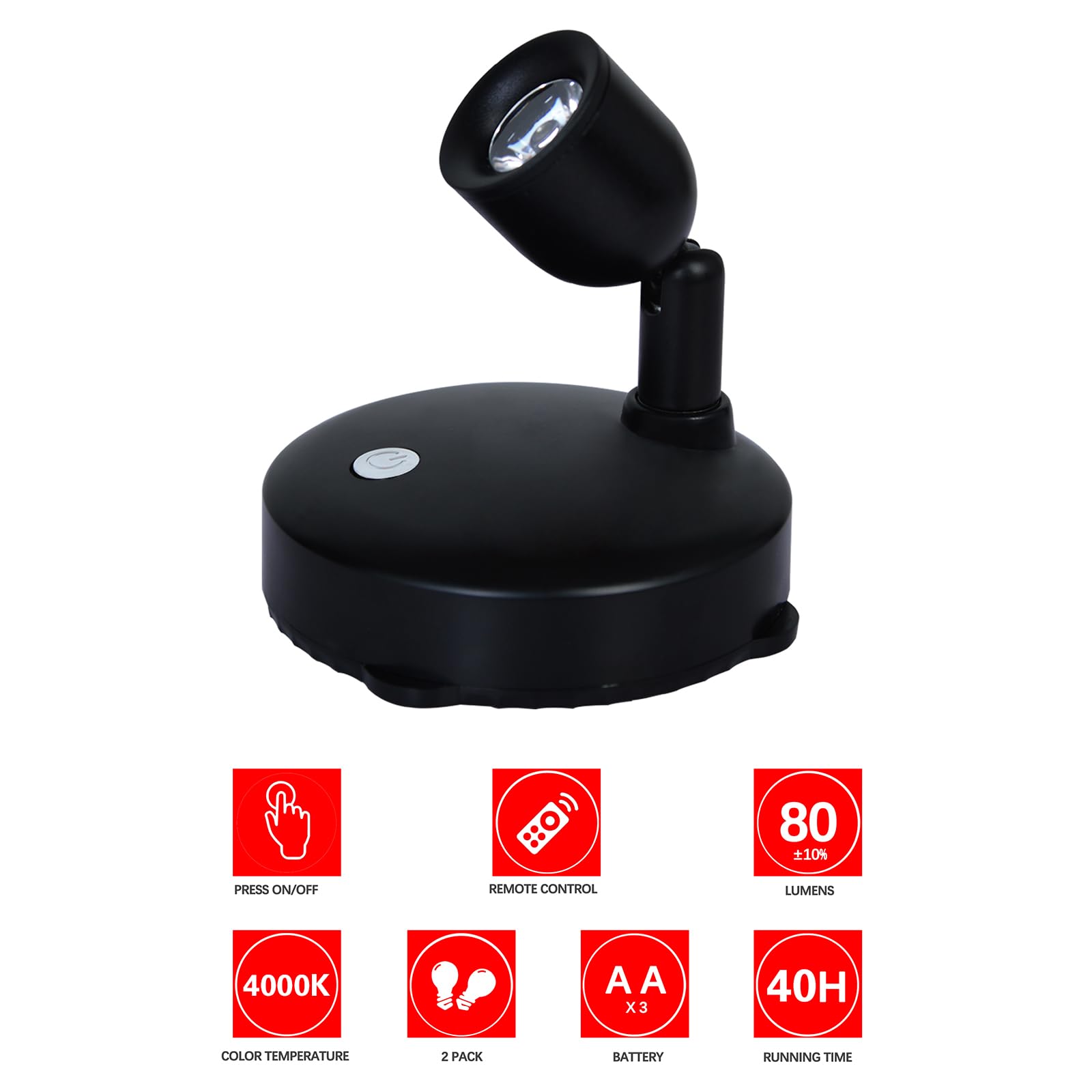 2-Pack Battery Powered LED Puck Lights with Remote - Natural White Mini Spotlight for Indoor Uplighting, Picture Lighting, Art Display (Paintings, Dartboard, Plants) - Perfect for Home Decor & Gallery Lighting